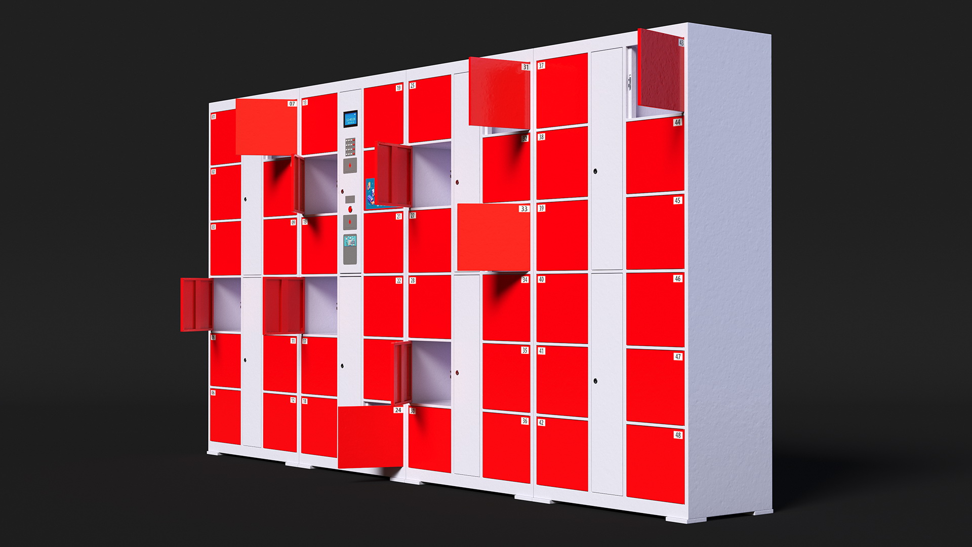 3D Supermarket Smart Locker Red model