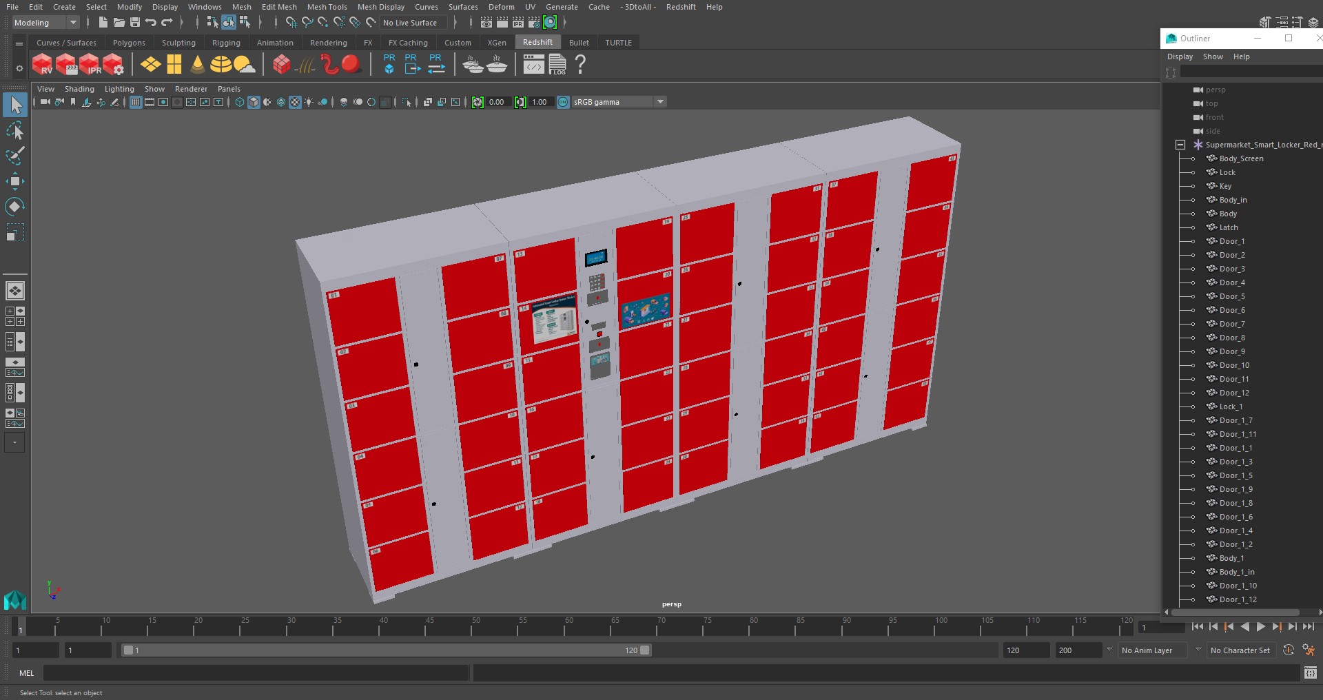3D Supermarket Smart Locker Red model