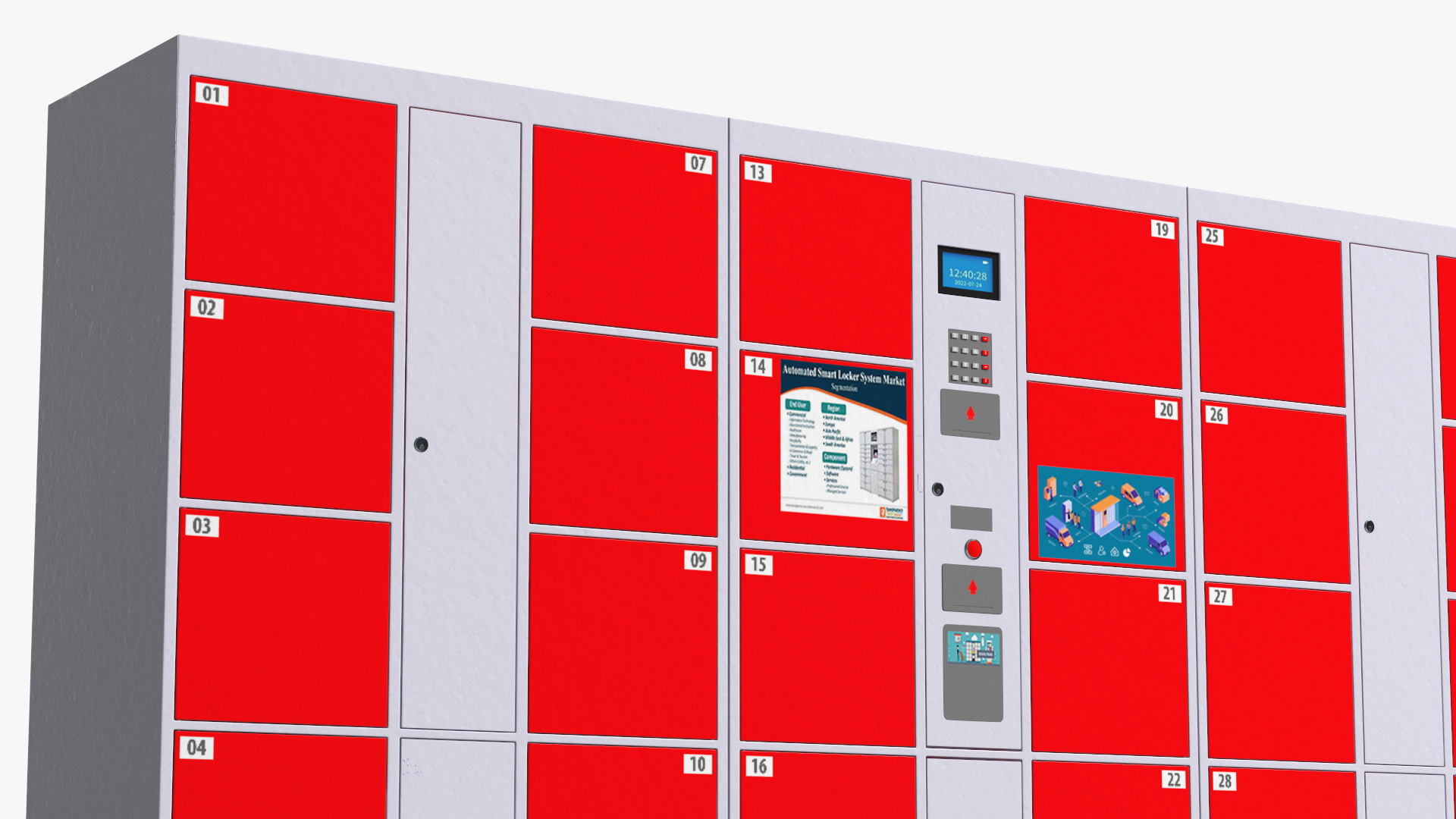 3D Supermarket Smart Locker Red model