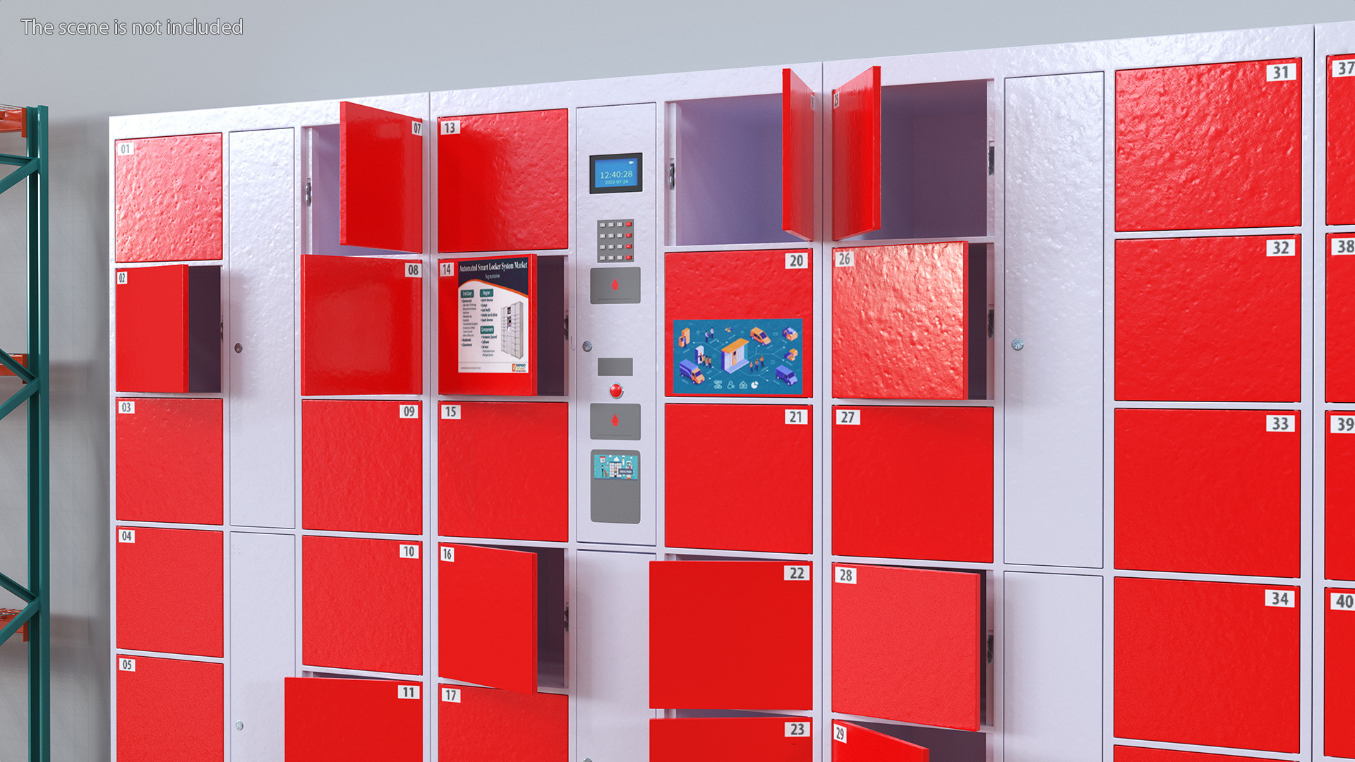 3D Supermarket Smart Locker Red model