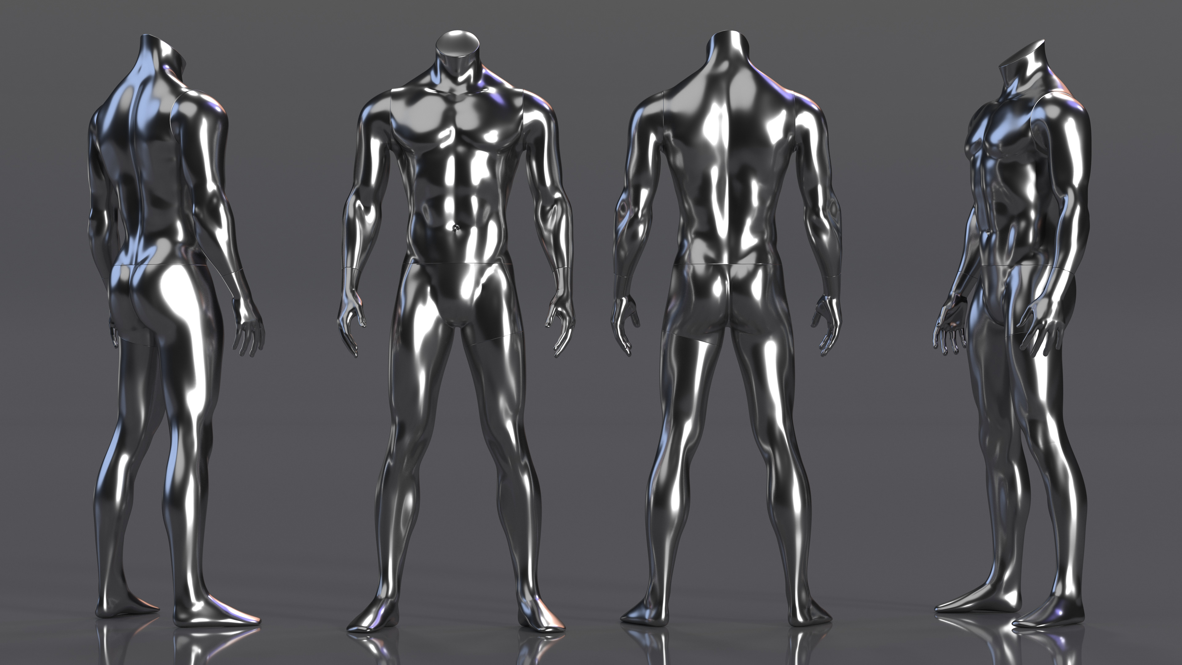 3D Sports Mannequin Male Silver model
