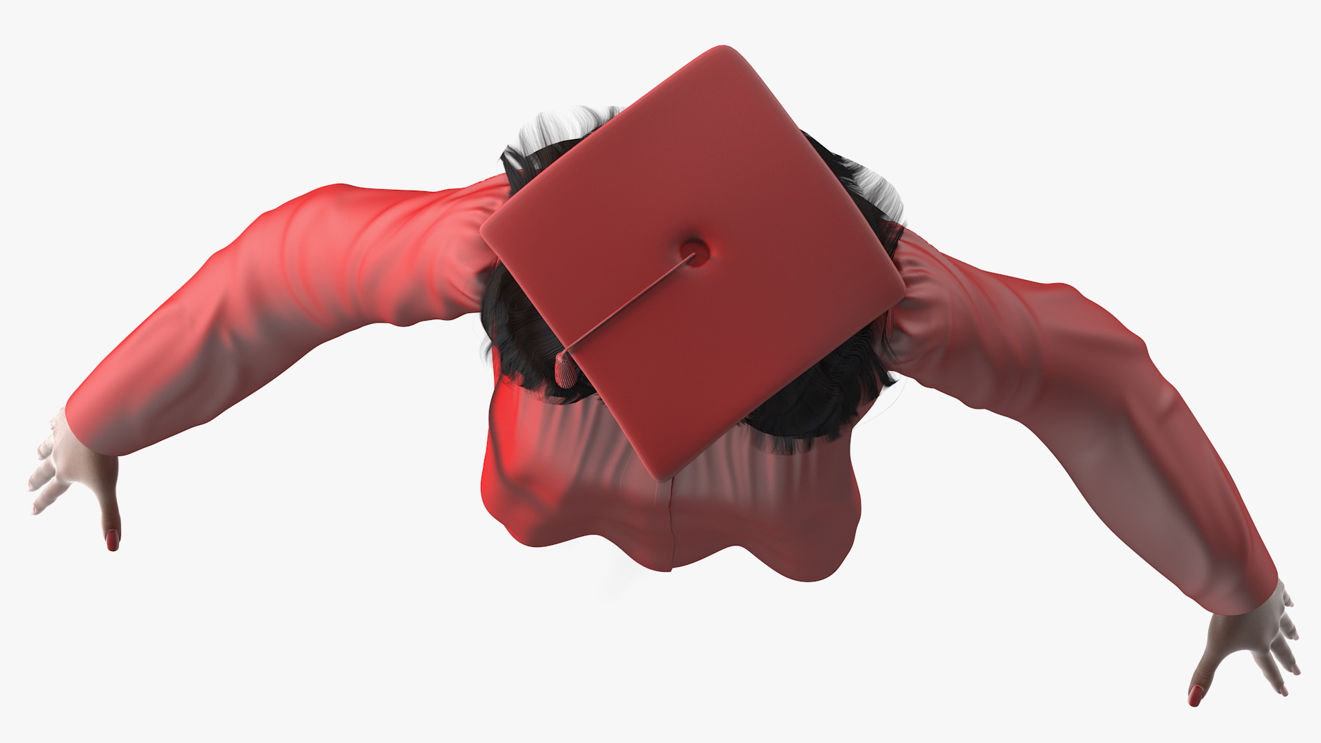 3D Dark Skin Graduation Gown Woman T Pose model