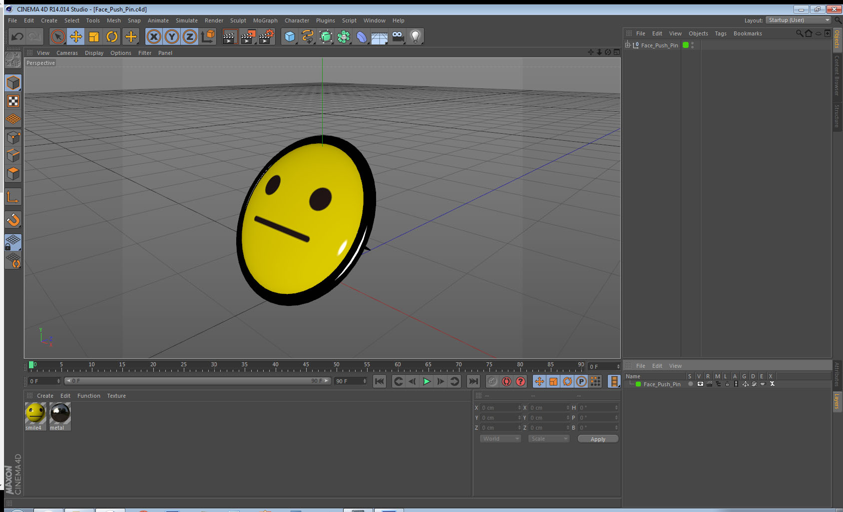 3D Face Push Pin model