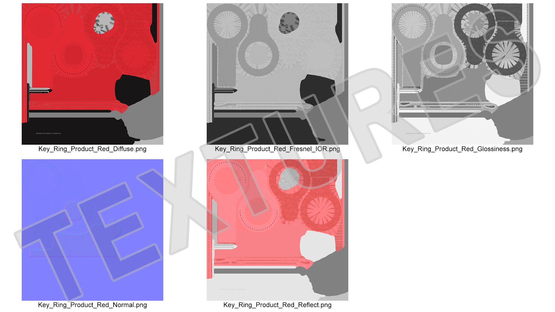 AirTag Leather Key Ring Red 3D