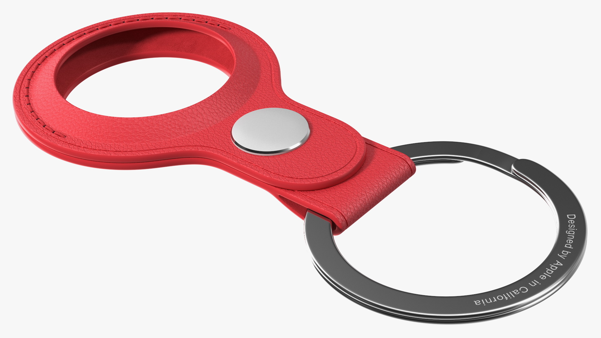 AirTag Leather Key Ring Red 3D