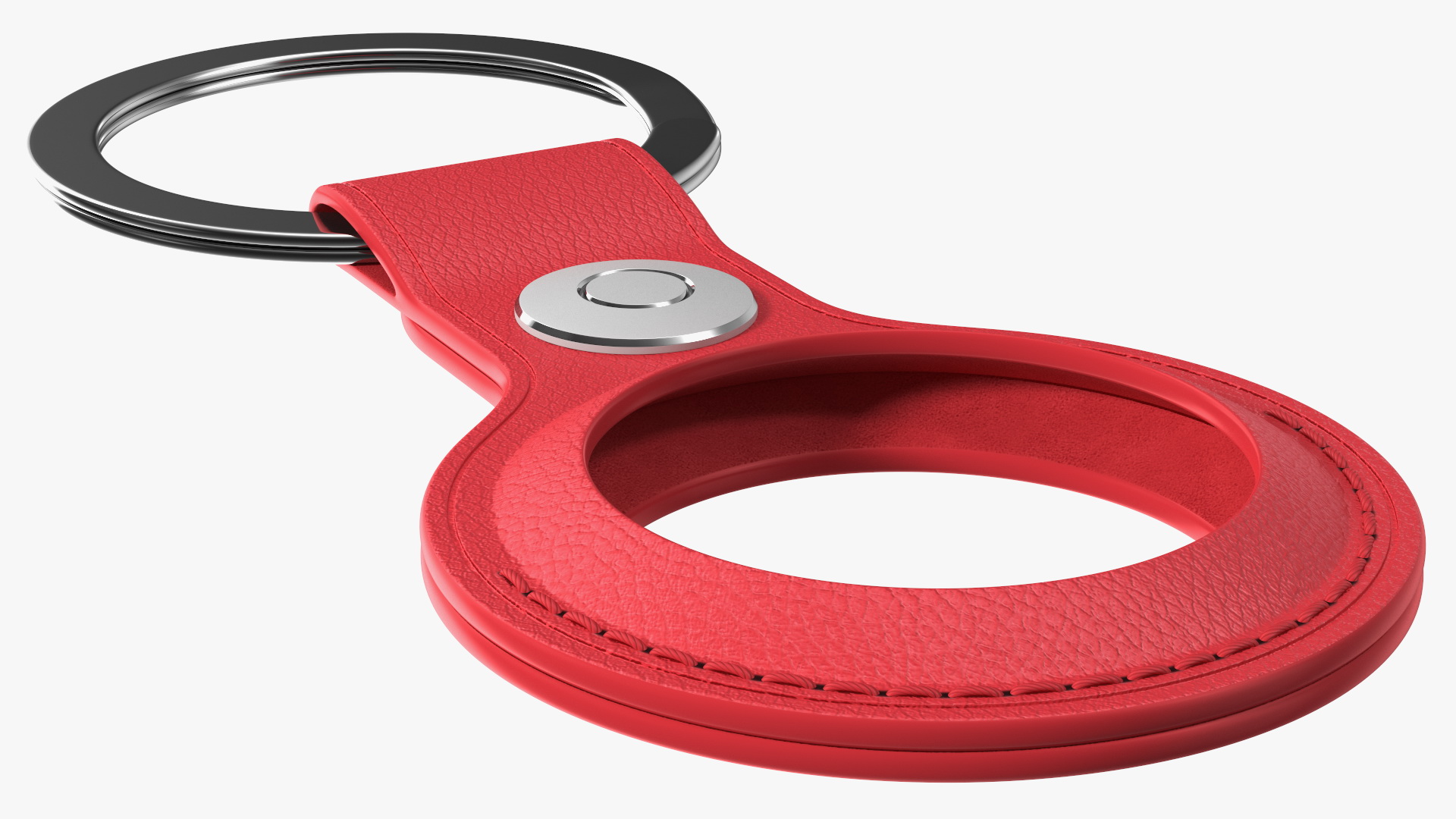 AirTag Leather Key Ring Red 3D