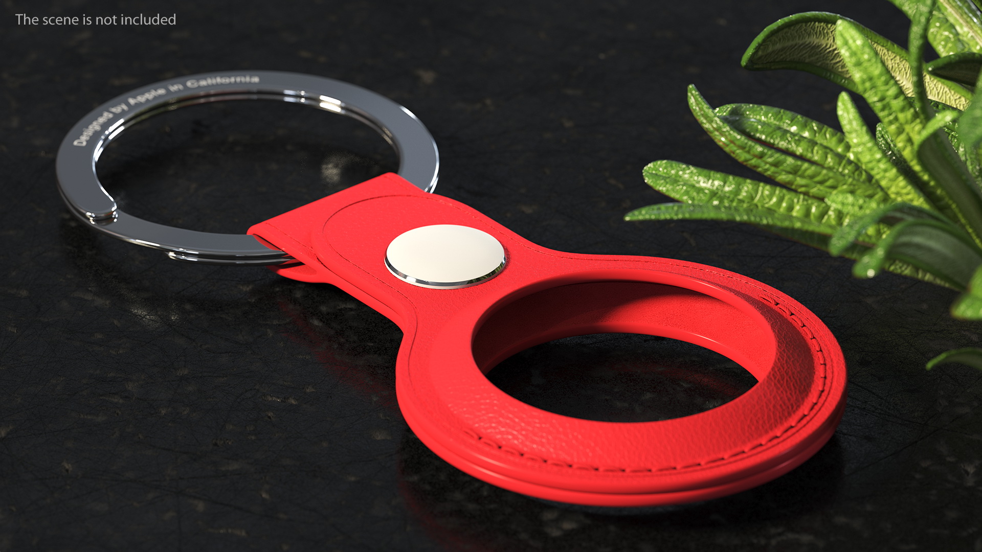 AirTag Leather Key Ring Red 3D
