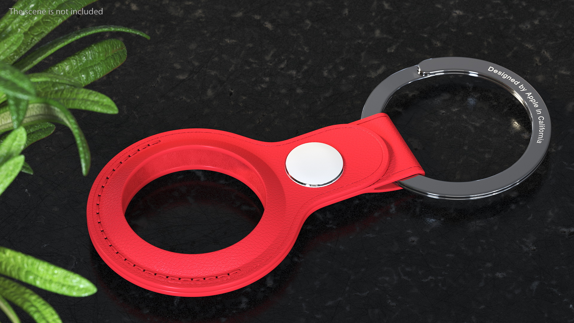 AirTag Leather Key Ring Red 3D
