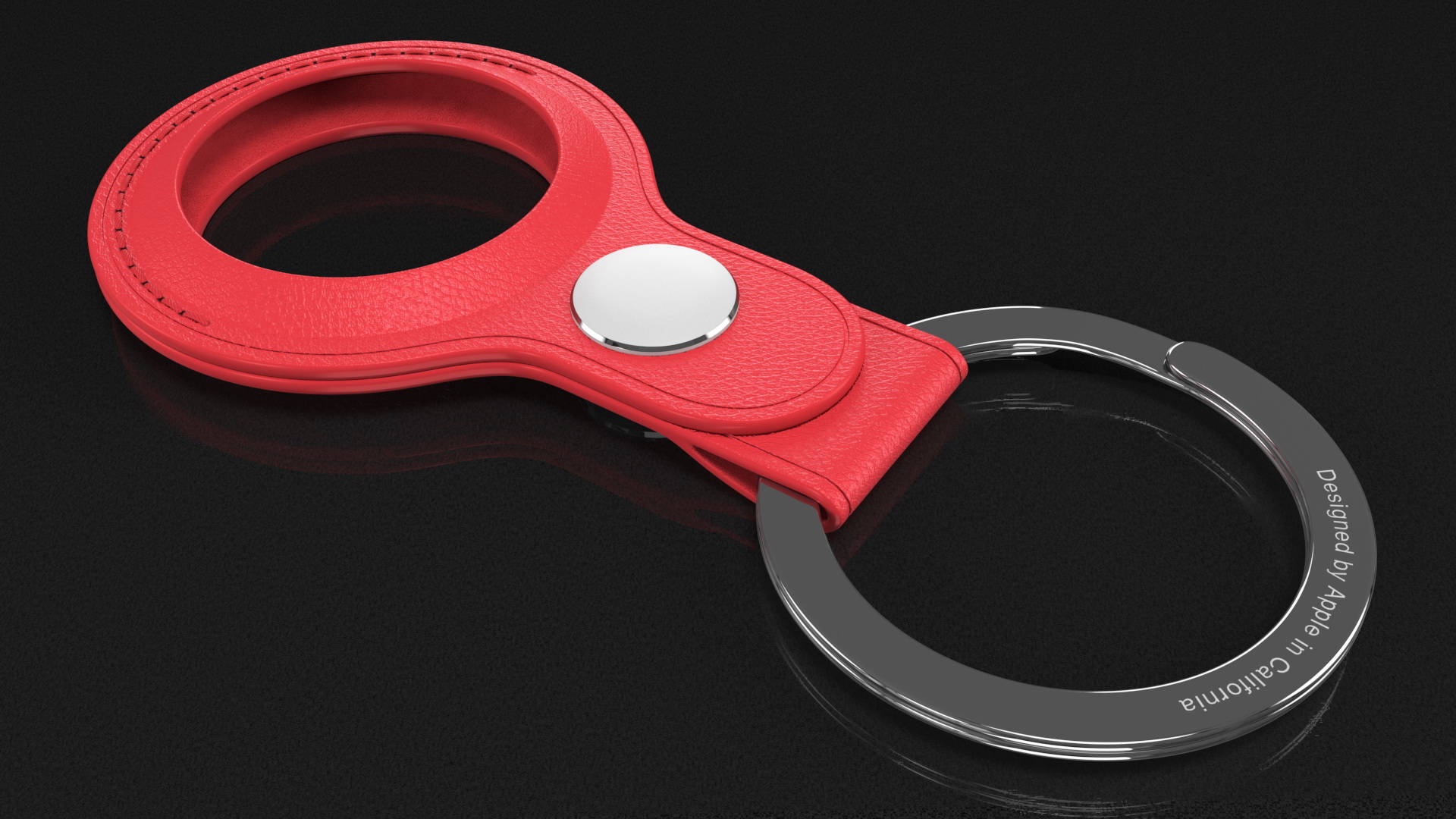 AirTag Leather Key Ring Red 3D