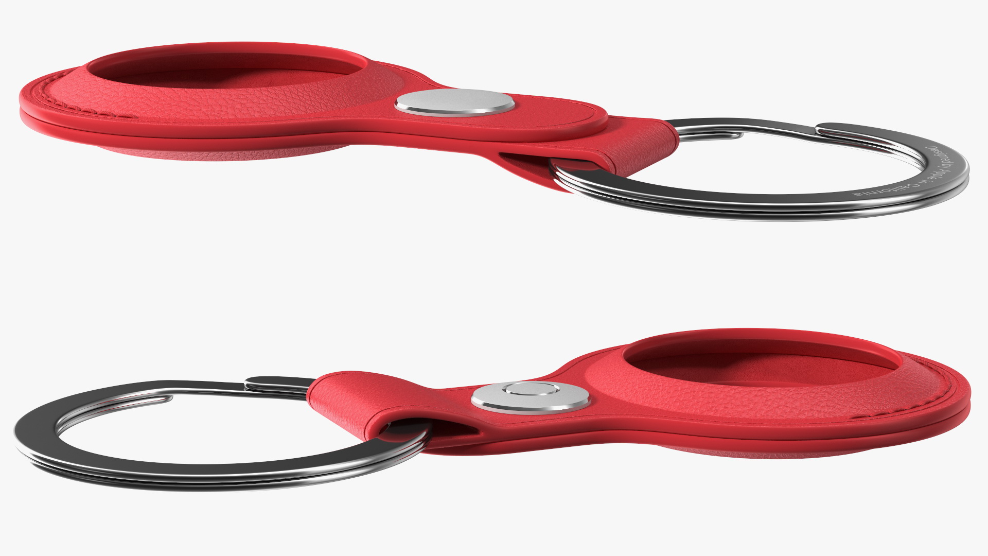 AirTag Leather Key Ring Red 3D