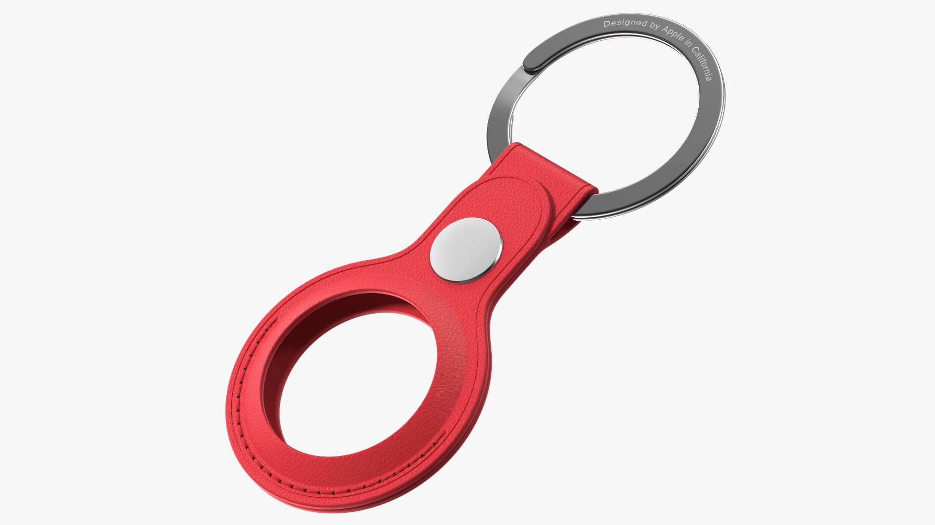 AirTag Leather Key Ring Red 3D