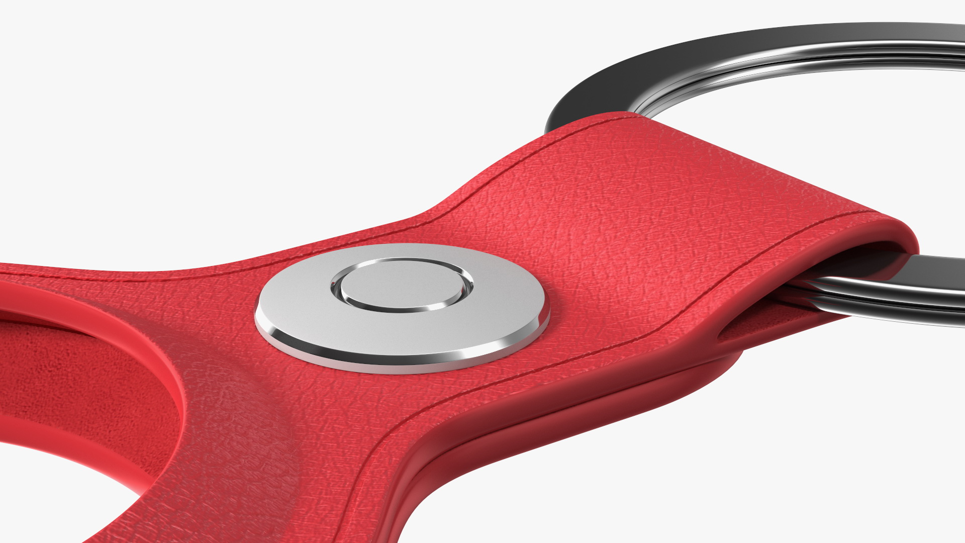 AirTag Leather Key Ring Red 3D