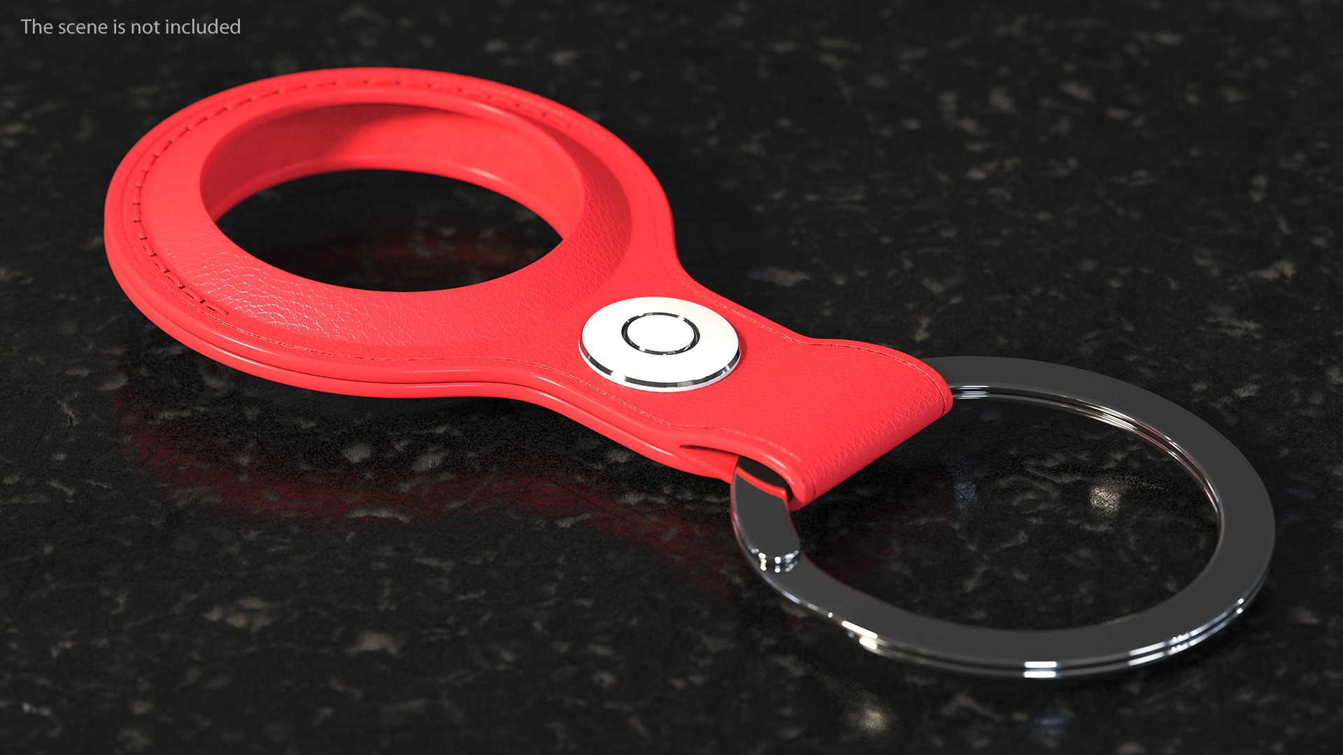 AirTag Leather Key Ring Red 3D