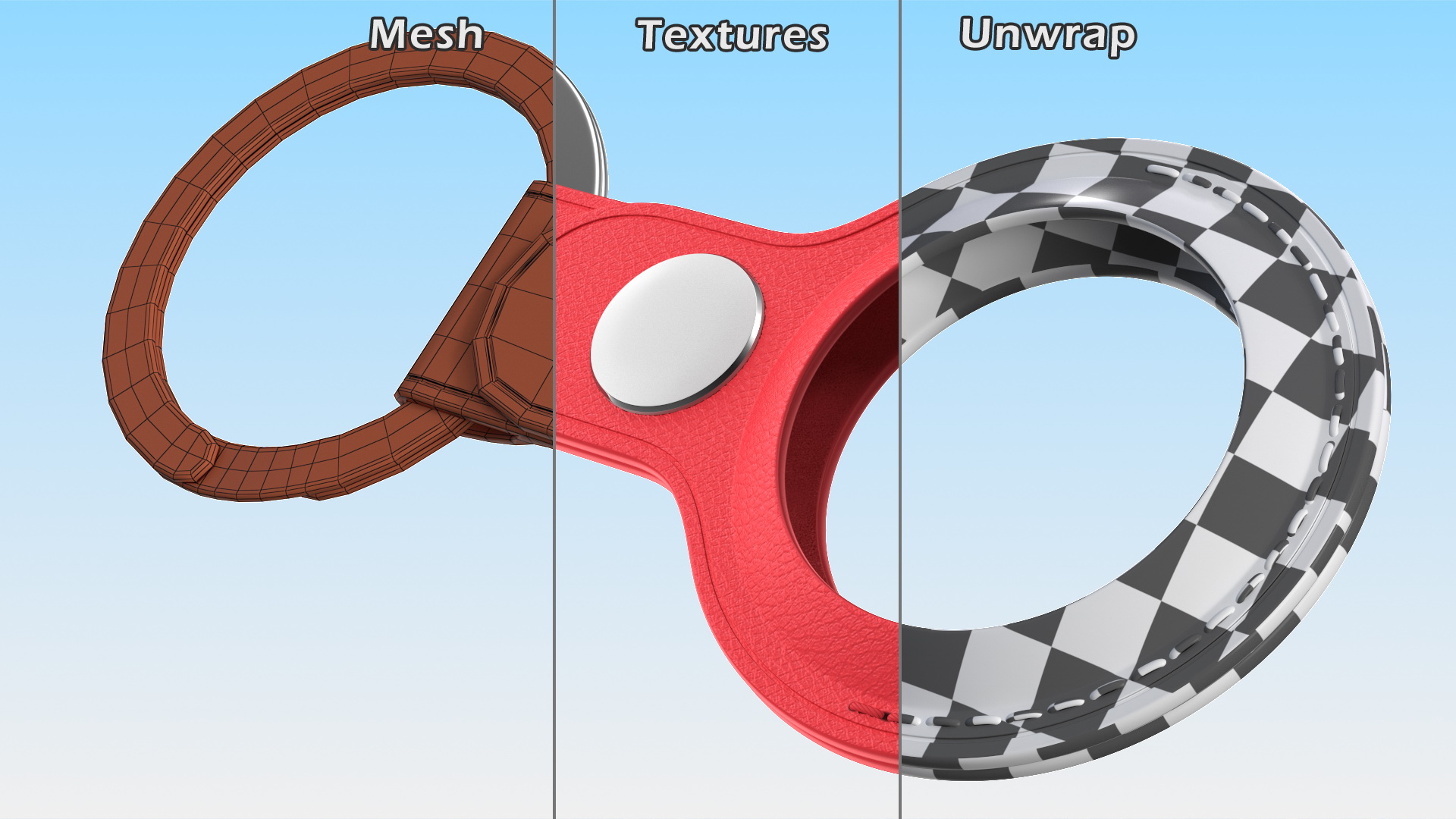 AirTag Leather Key Ring Red 3D