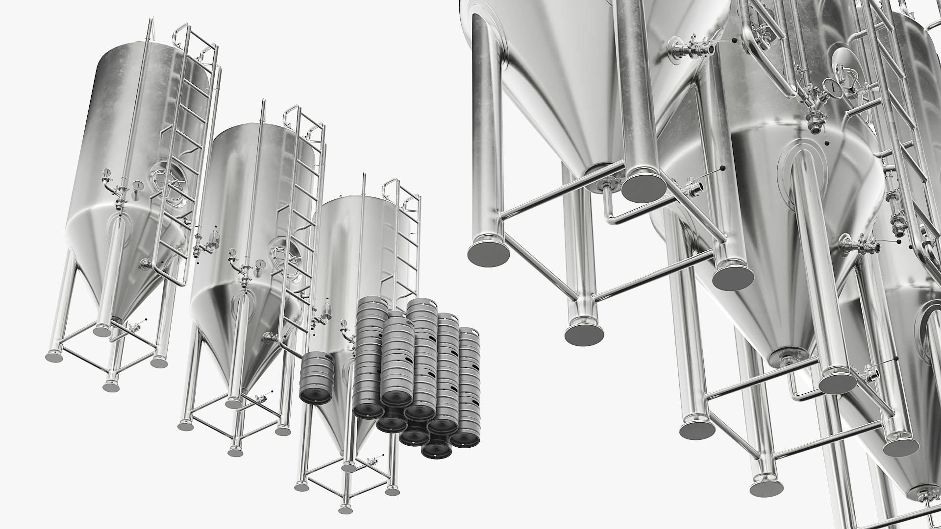 Brewery Fermentation Vessels with Kegs, view 5