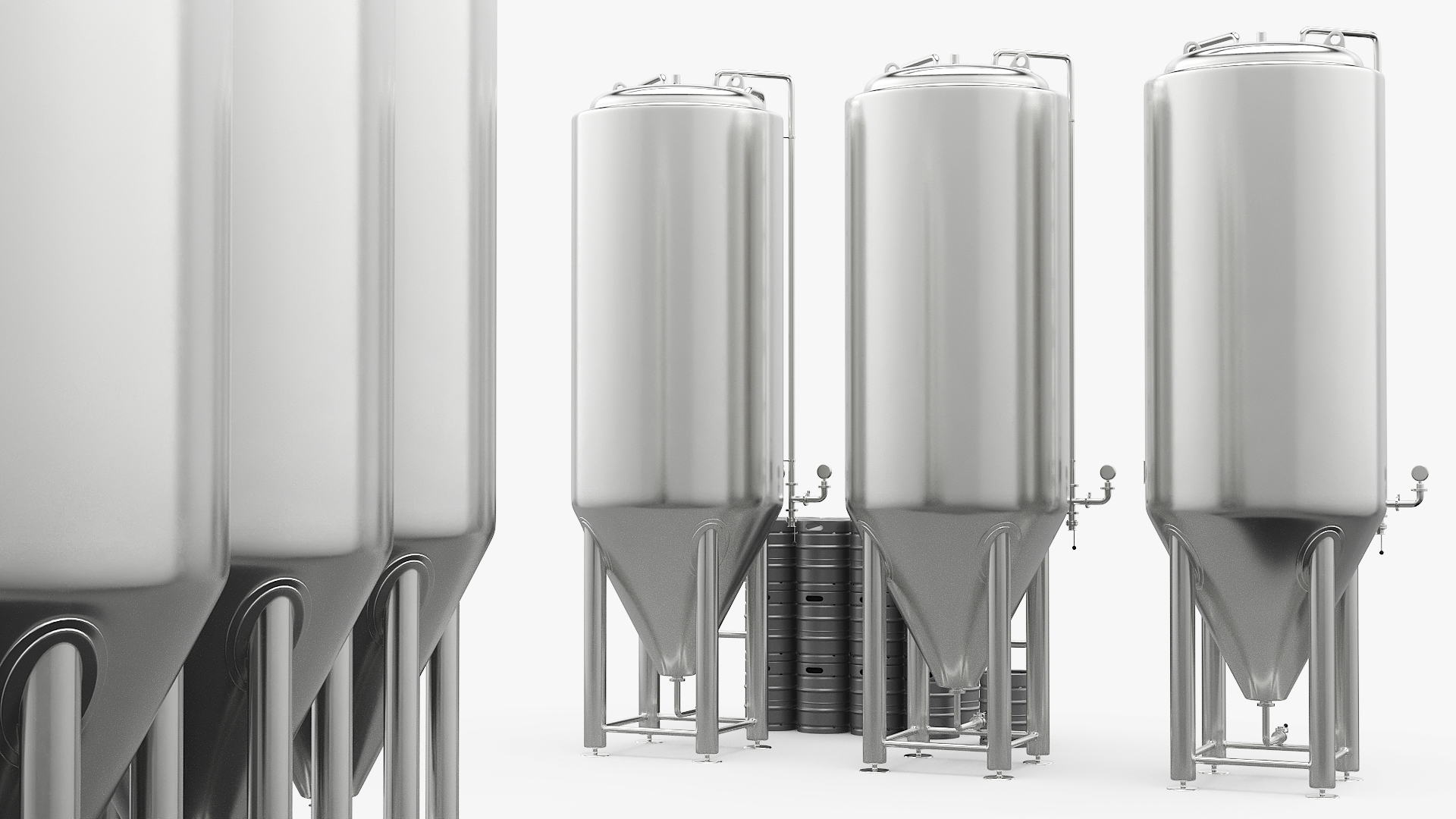 Brewery Fermentation Vessels with Kegs, view 4