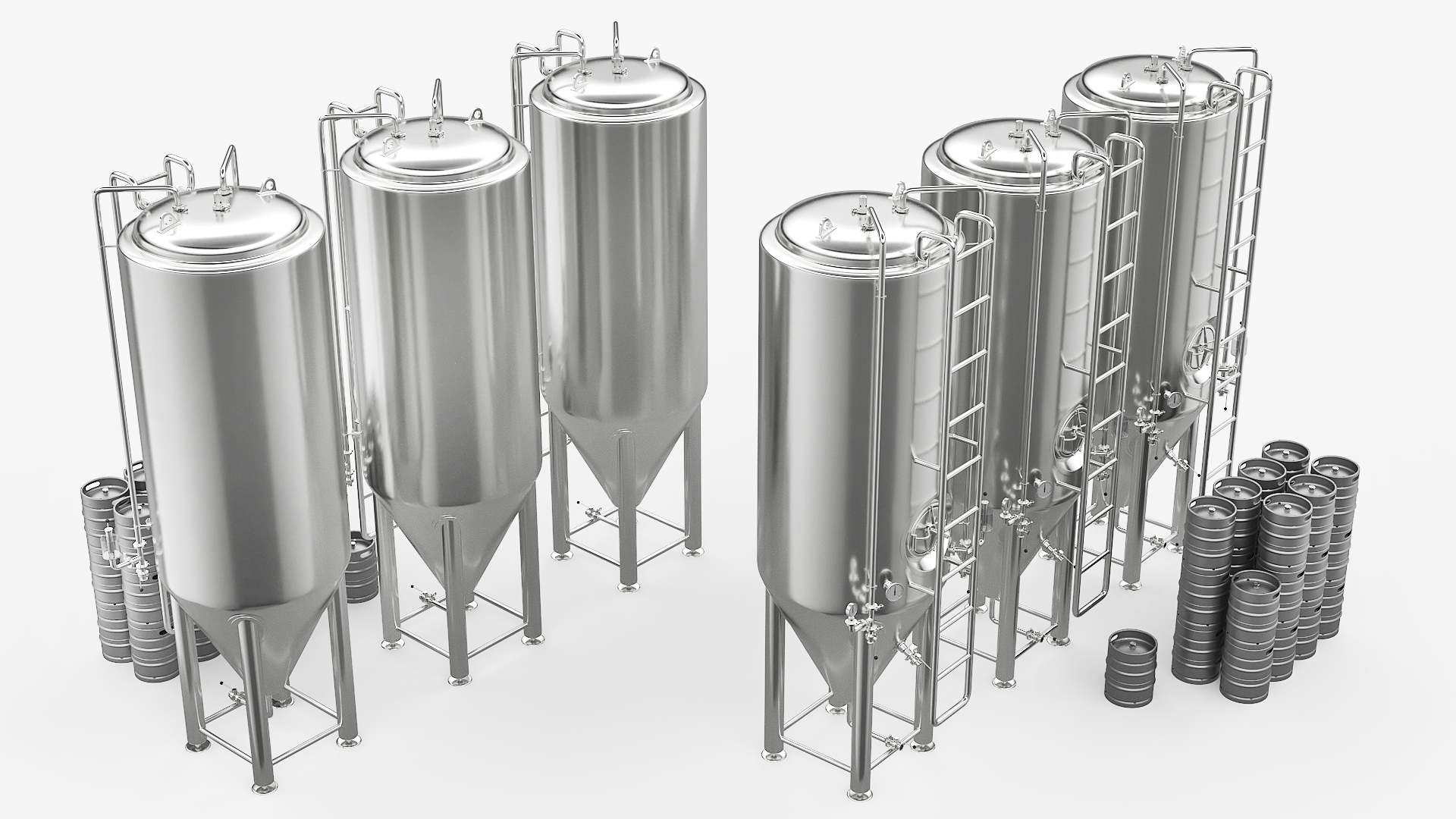 Brewery Fermentation Vessels with Kegs, view 3