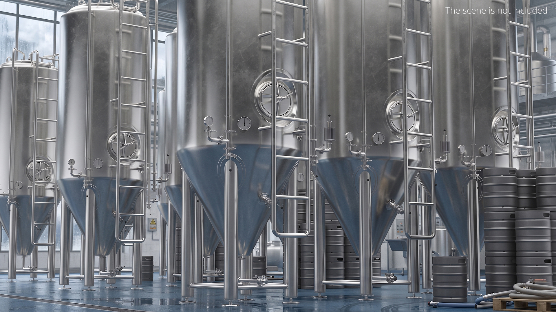 Brewery Fermentation Vessels with Kegs, view 2