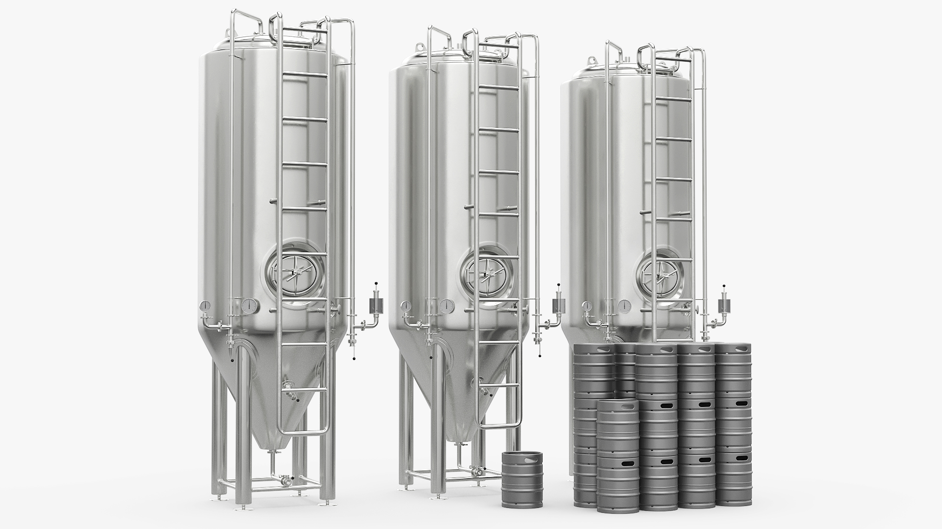 Brewery Fermentation Vessels with Kegs