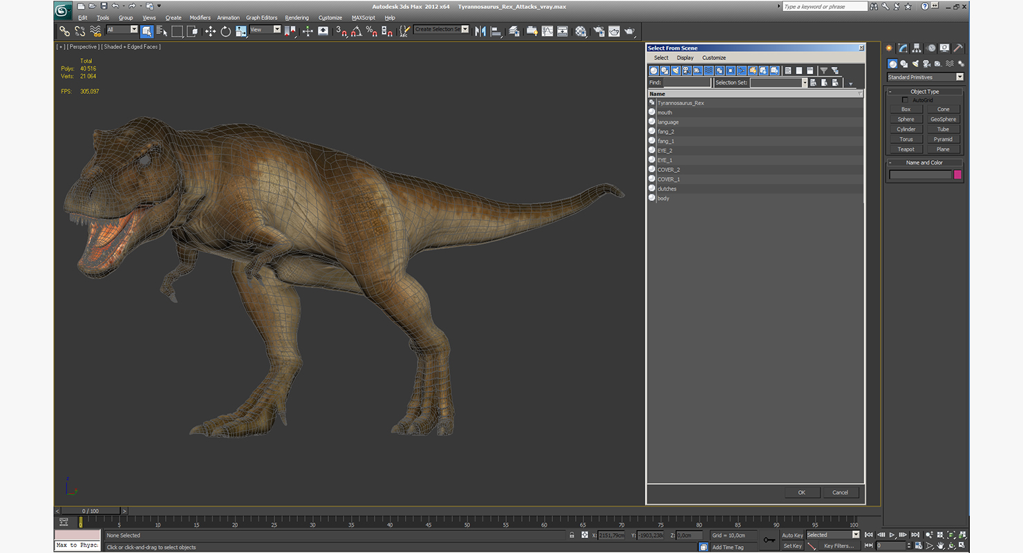 3D model Tyrannosaurus Rex Attacks