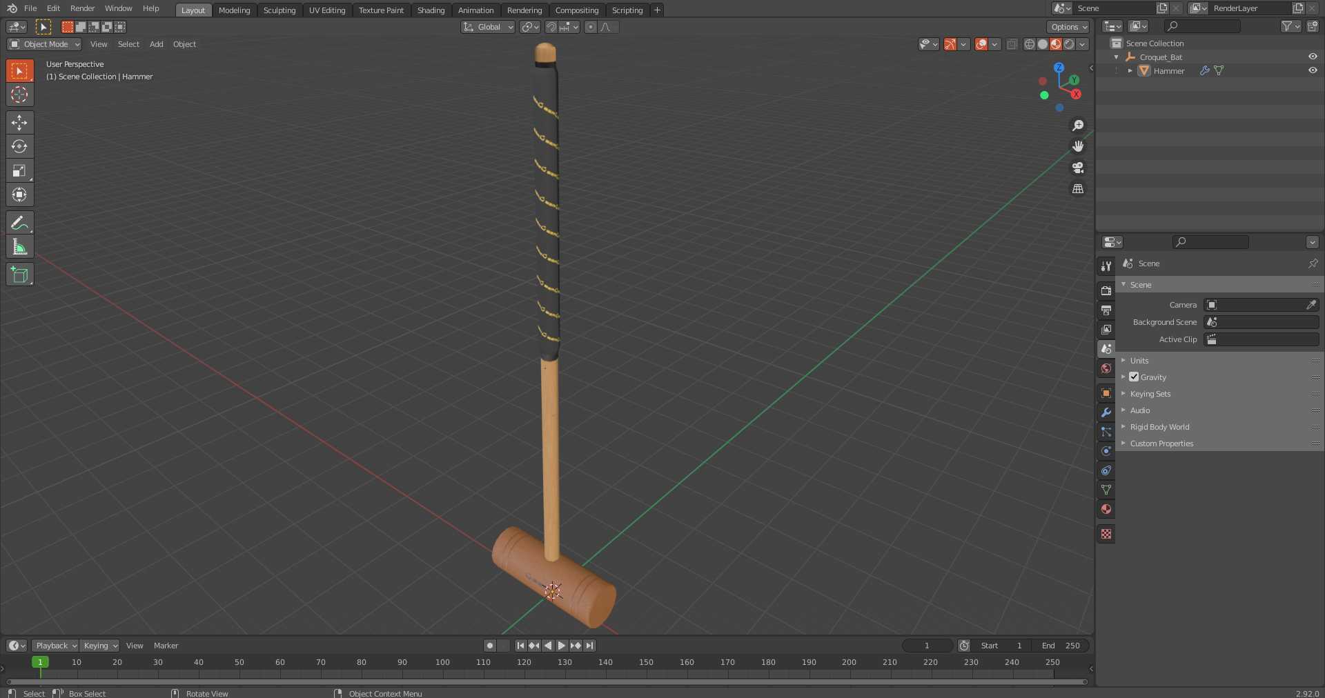 3D Croquet Bat