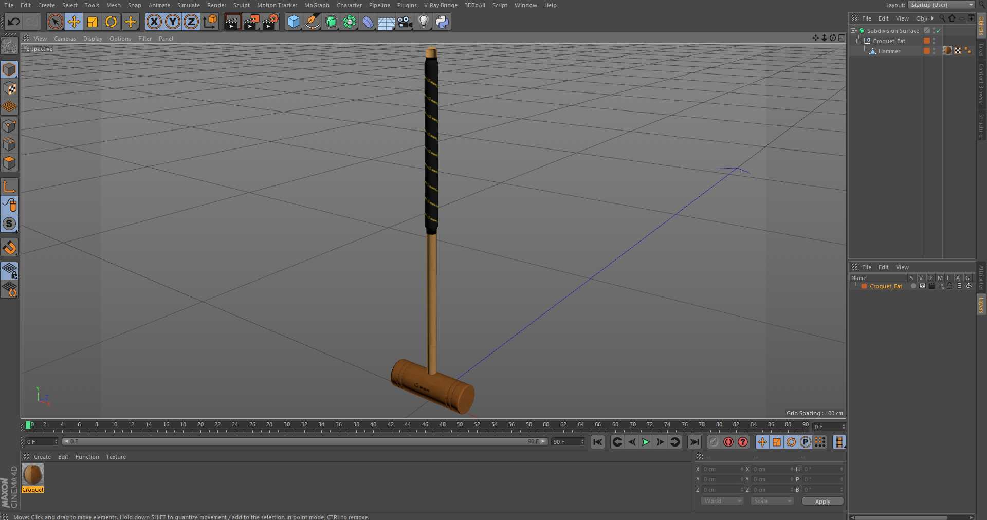 3D Croquet Bat