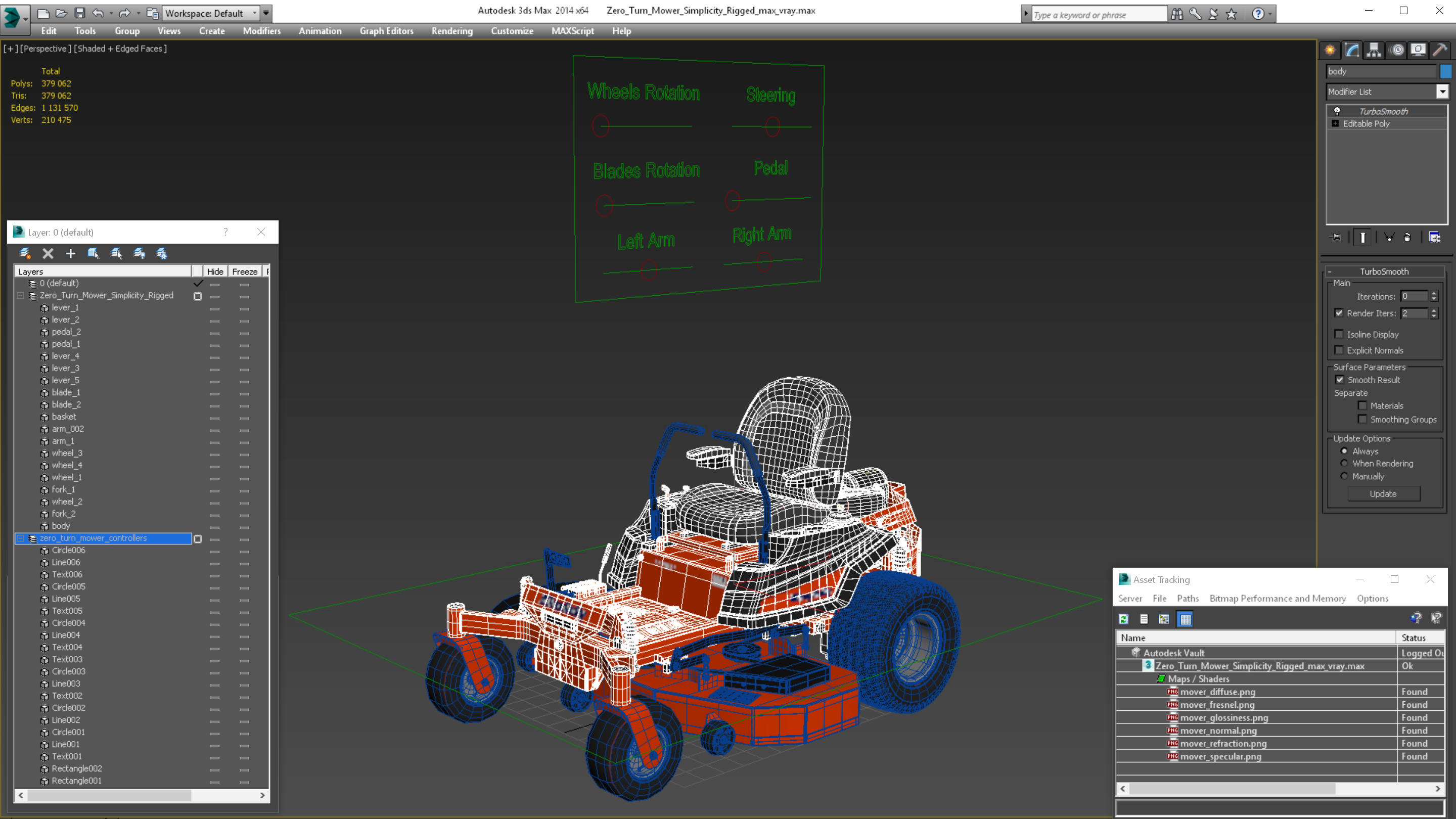 3D Zero Turn Mower Simplicity Rigged model