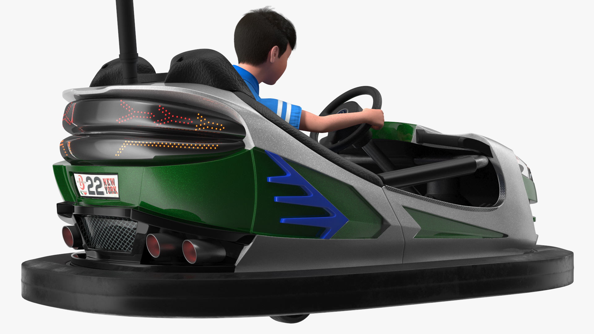 3D Bertazzon Bumper Car Adult New York with Boy Rigged