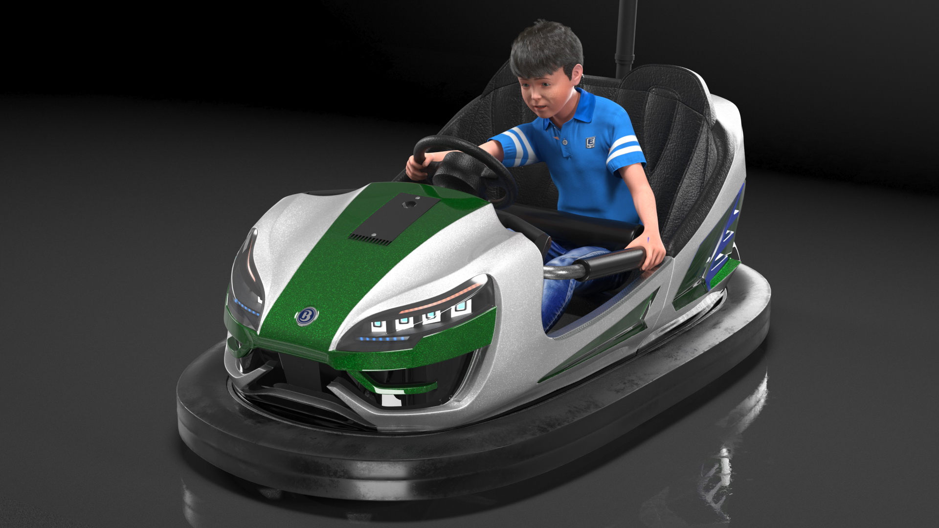 3D Bertazzon Bumper Car Adult New York with Boy Rigged