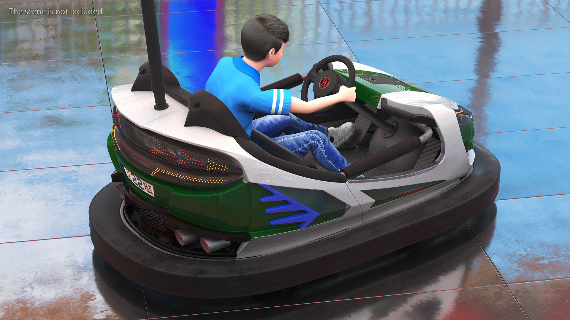 3D Bertazzon Bumper Car Adult New York with Boy Rigged