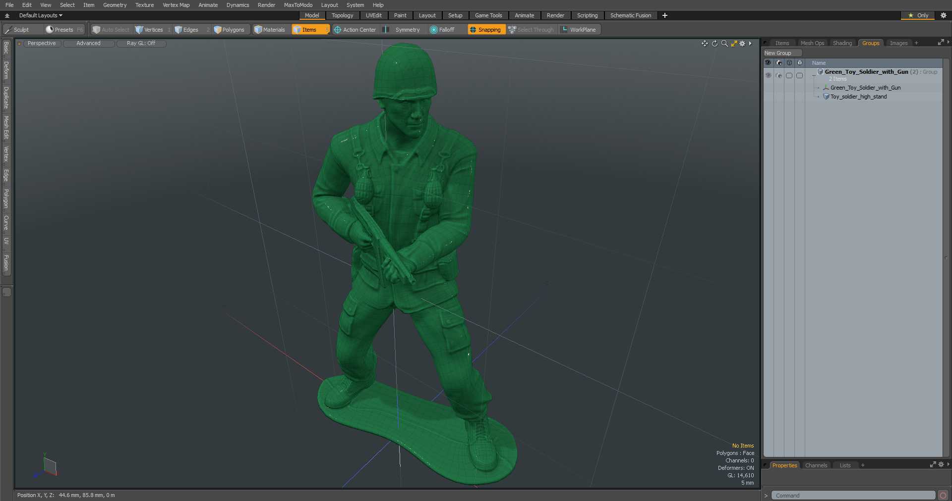 3D Green Toy Soldier with Gun