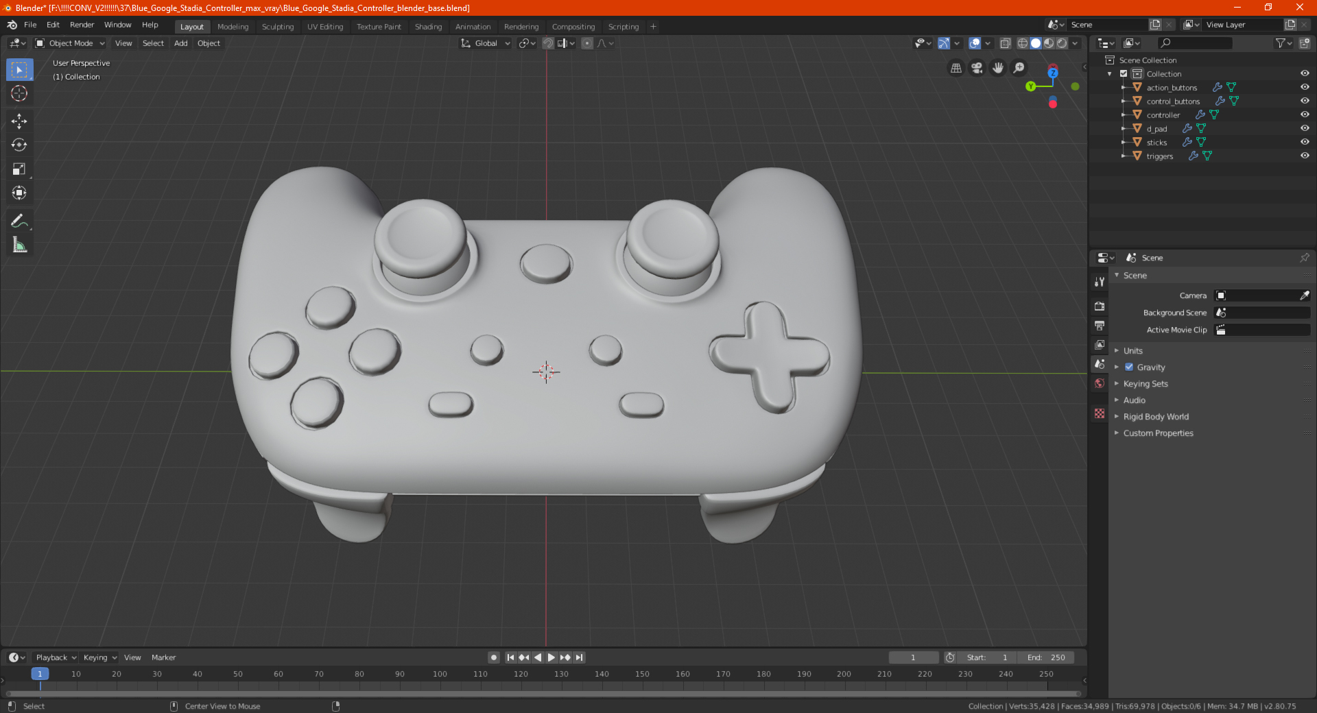 Wasabi Color Google Stadia Controller 3D