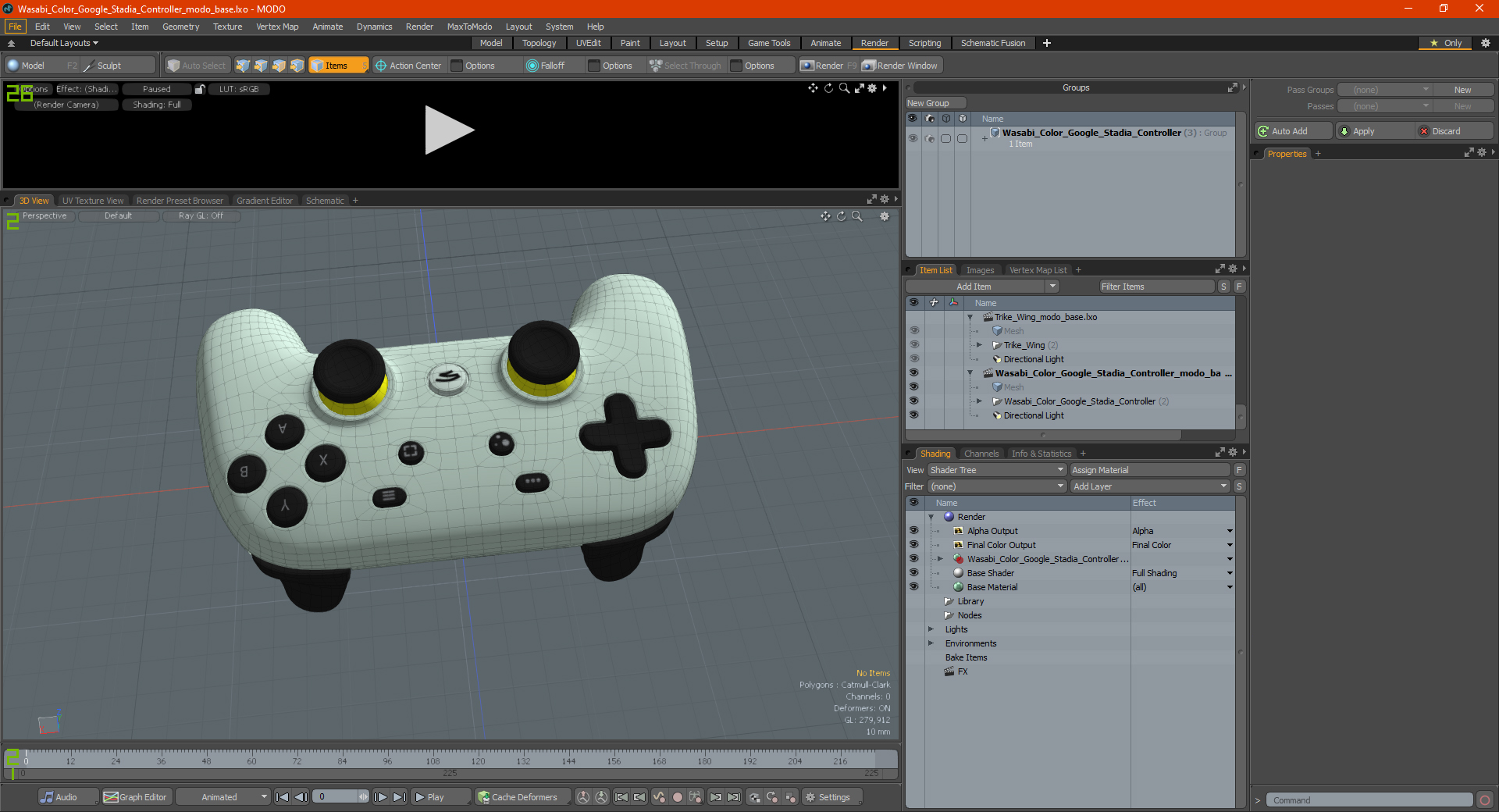 Wasabi Color Google Stadia Controller 3D