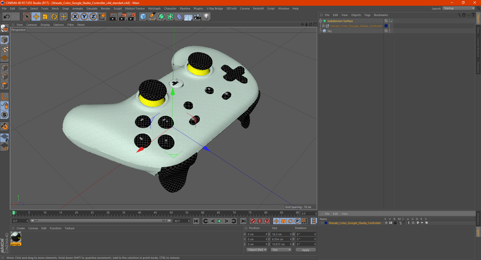 Wasabi Color Google Stadia Controller 3D