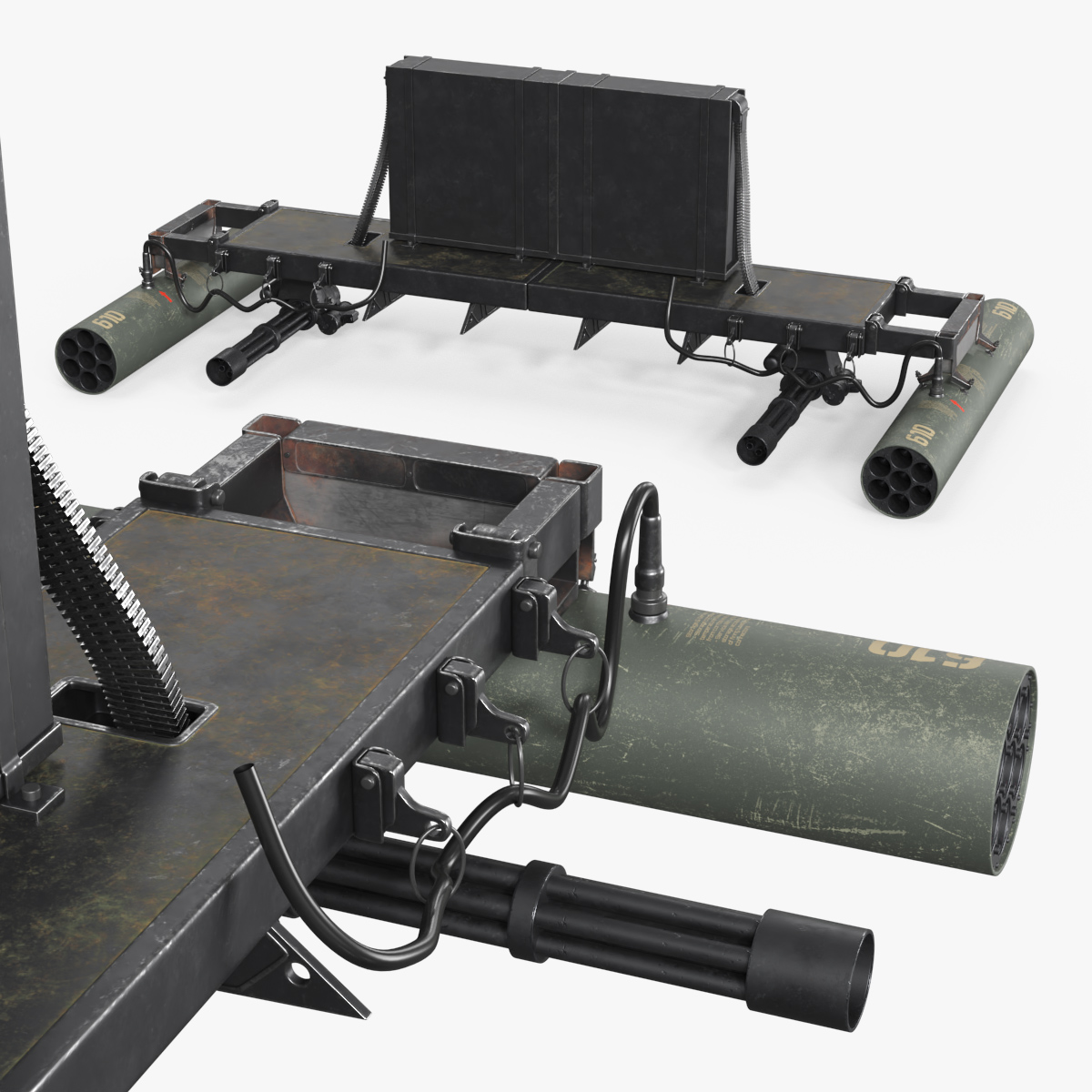 Helicopter Weapon Mount with Rocket Pods 3D model preview