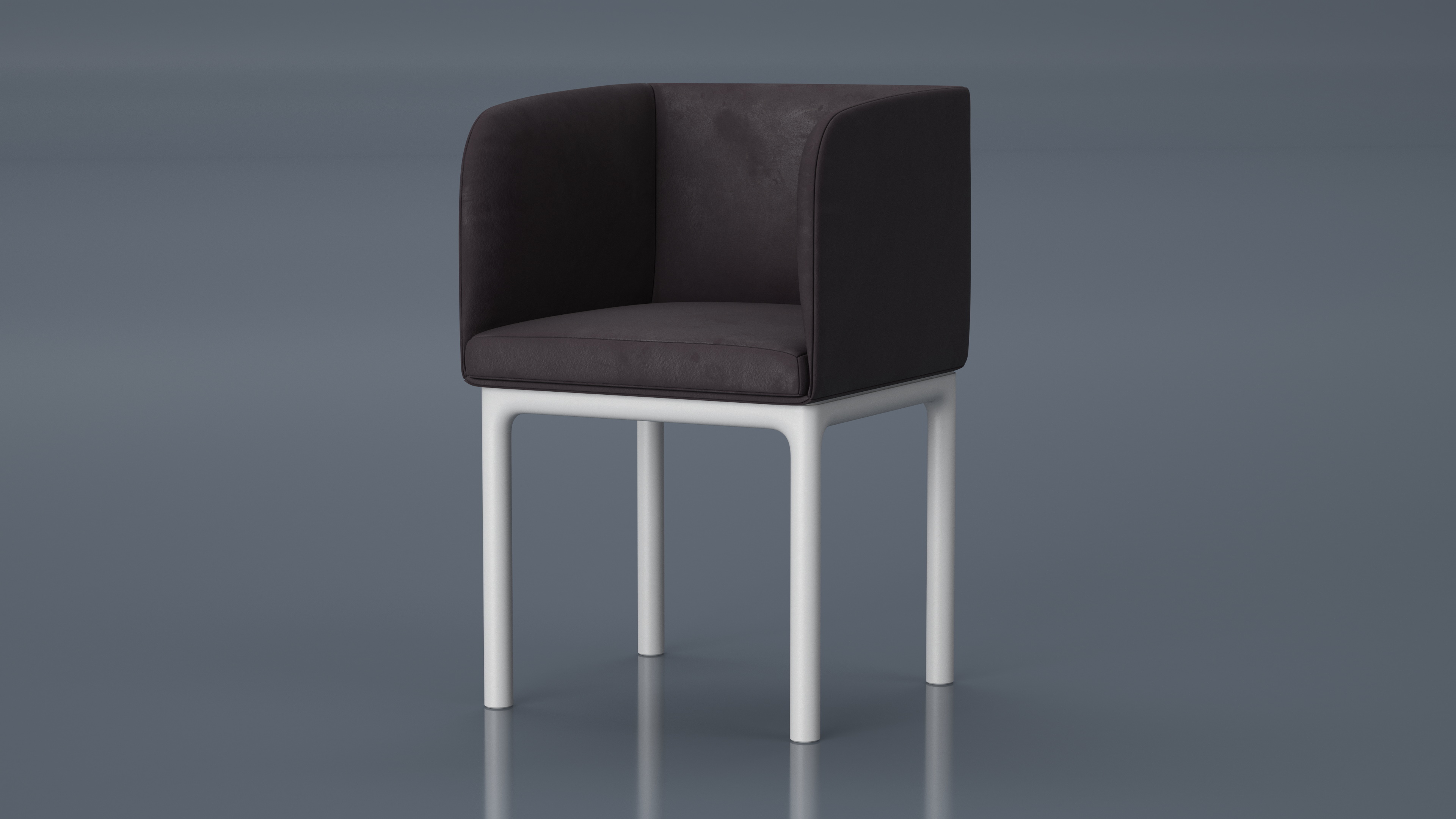 3D Modern Upholstered Chair with Wooden Legs
