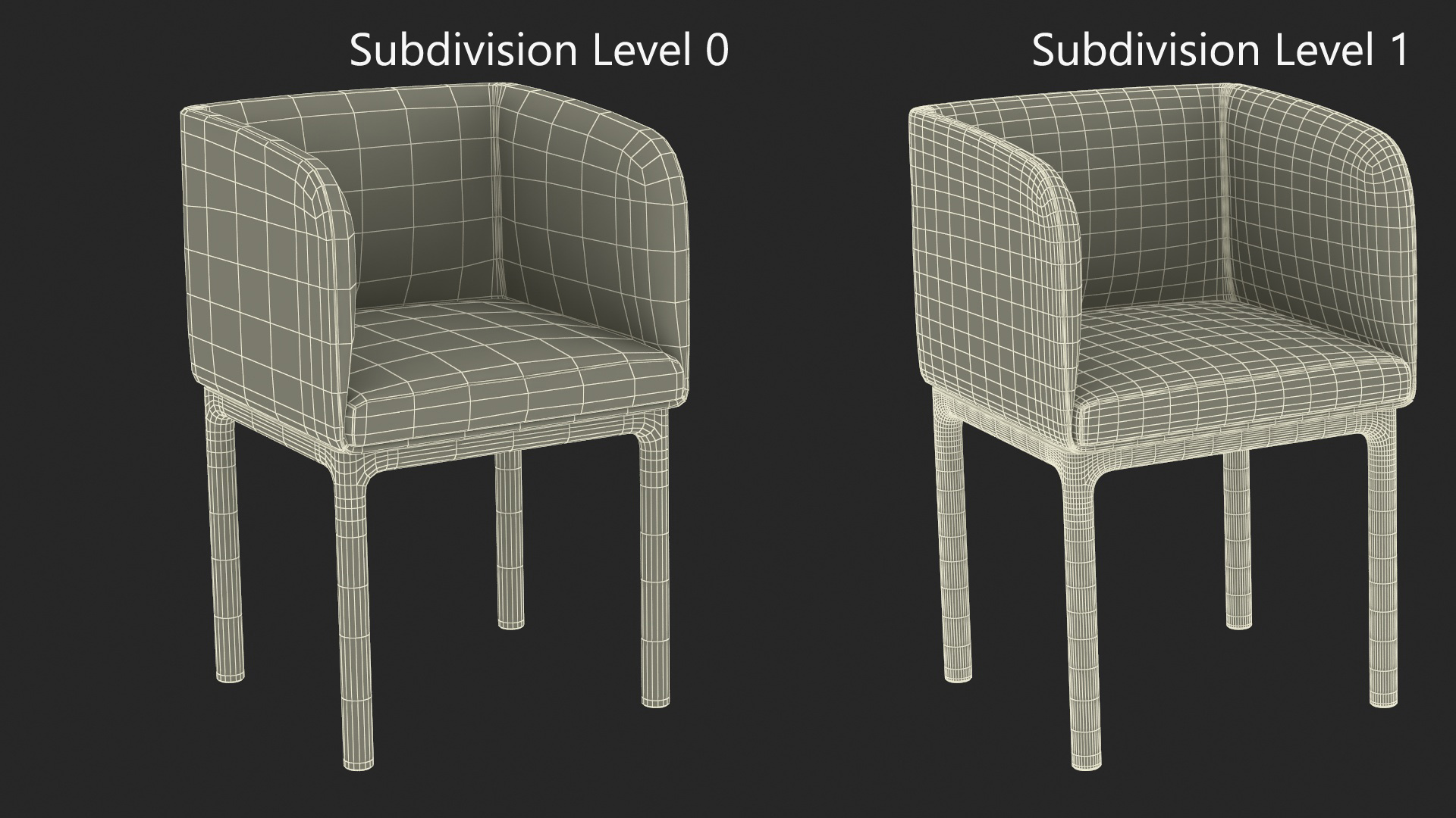 3D Modern Upholstered Chair with Wooden Legs