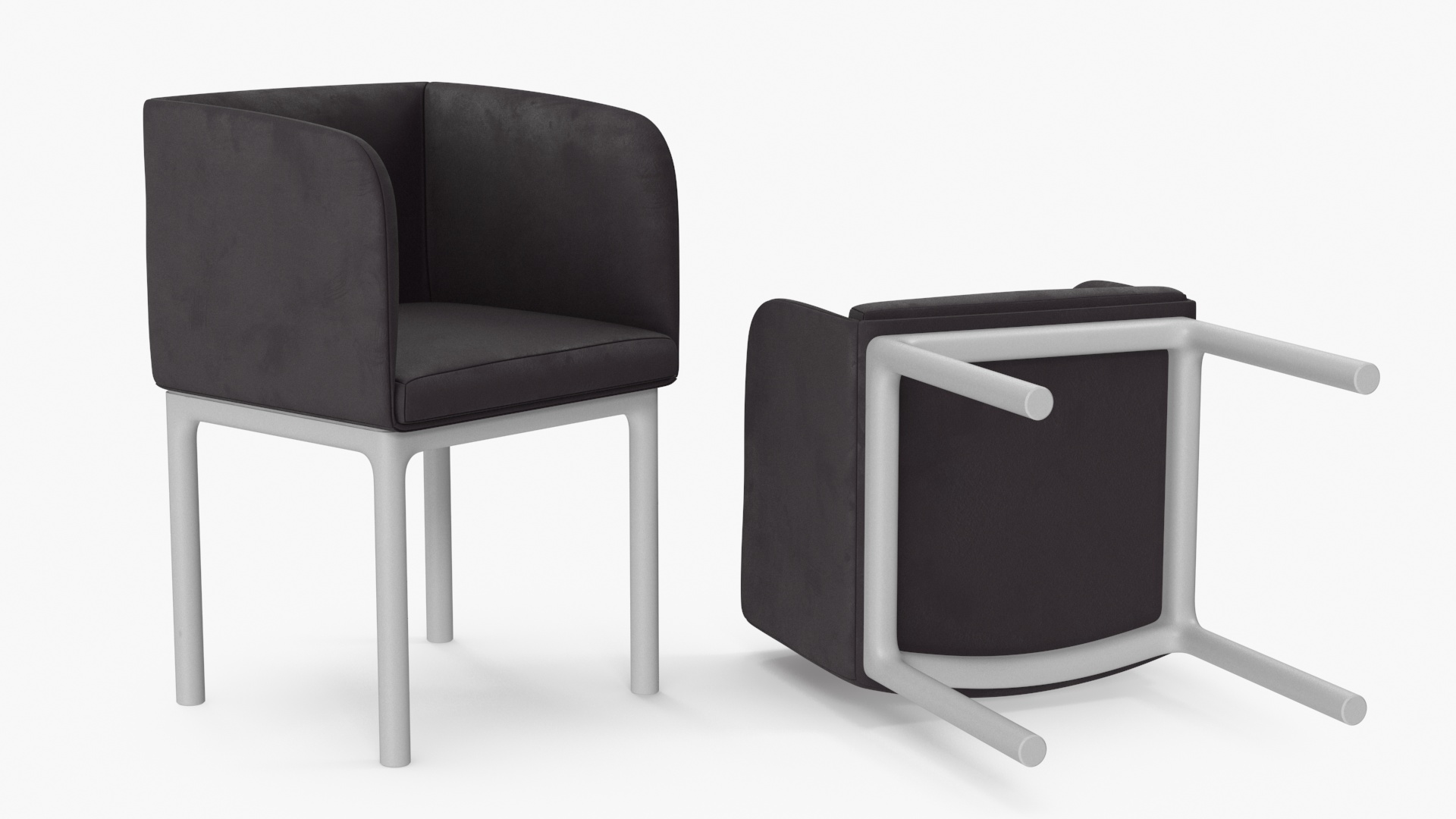 3D Modern Upholstered Chair with Wooden Legs