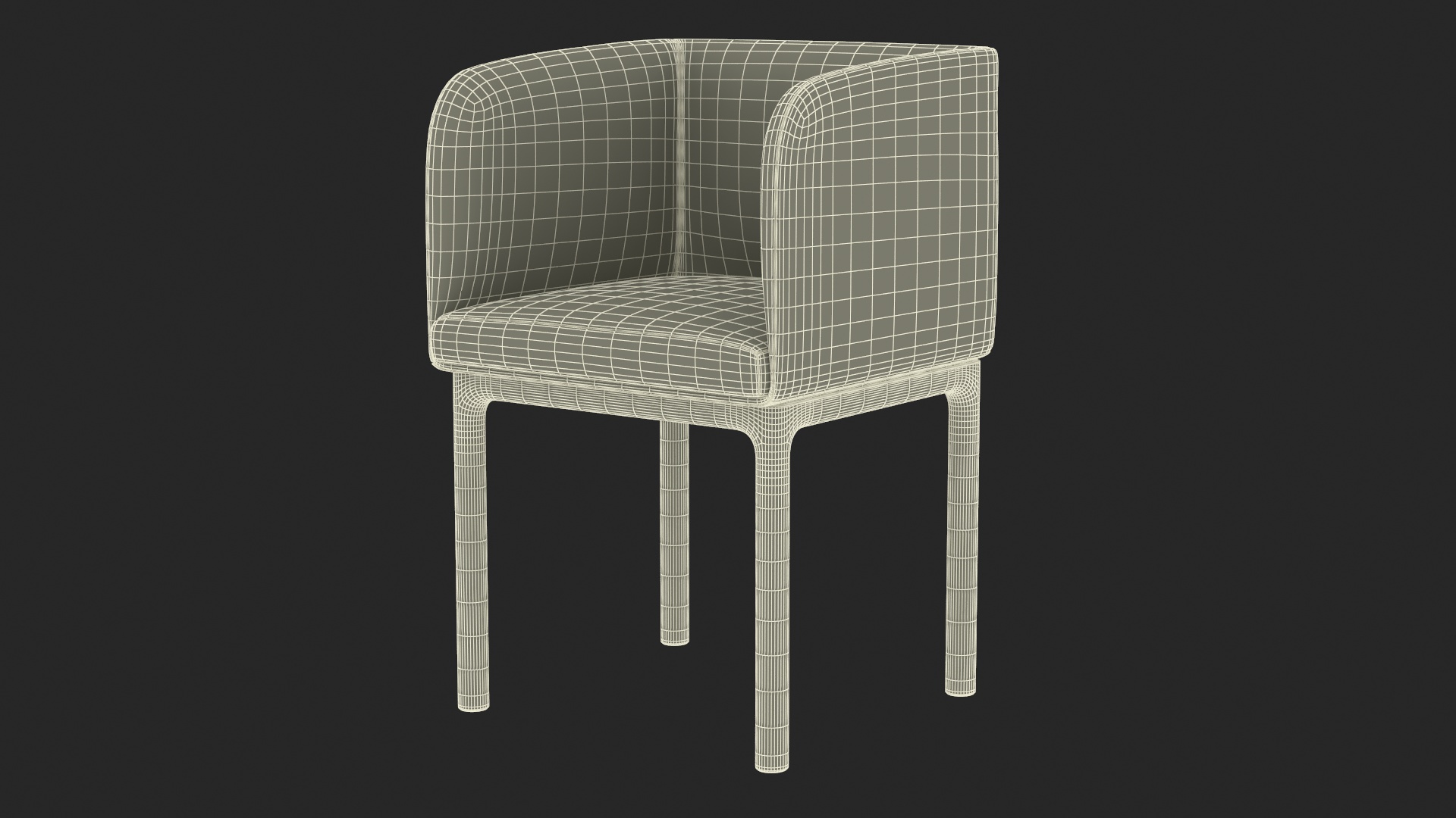 3D Modern Upholstered Chair with Wooden Legs