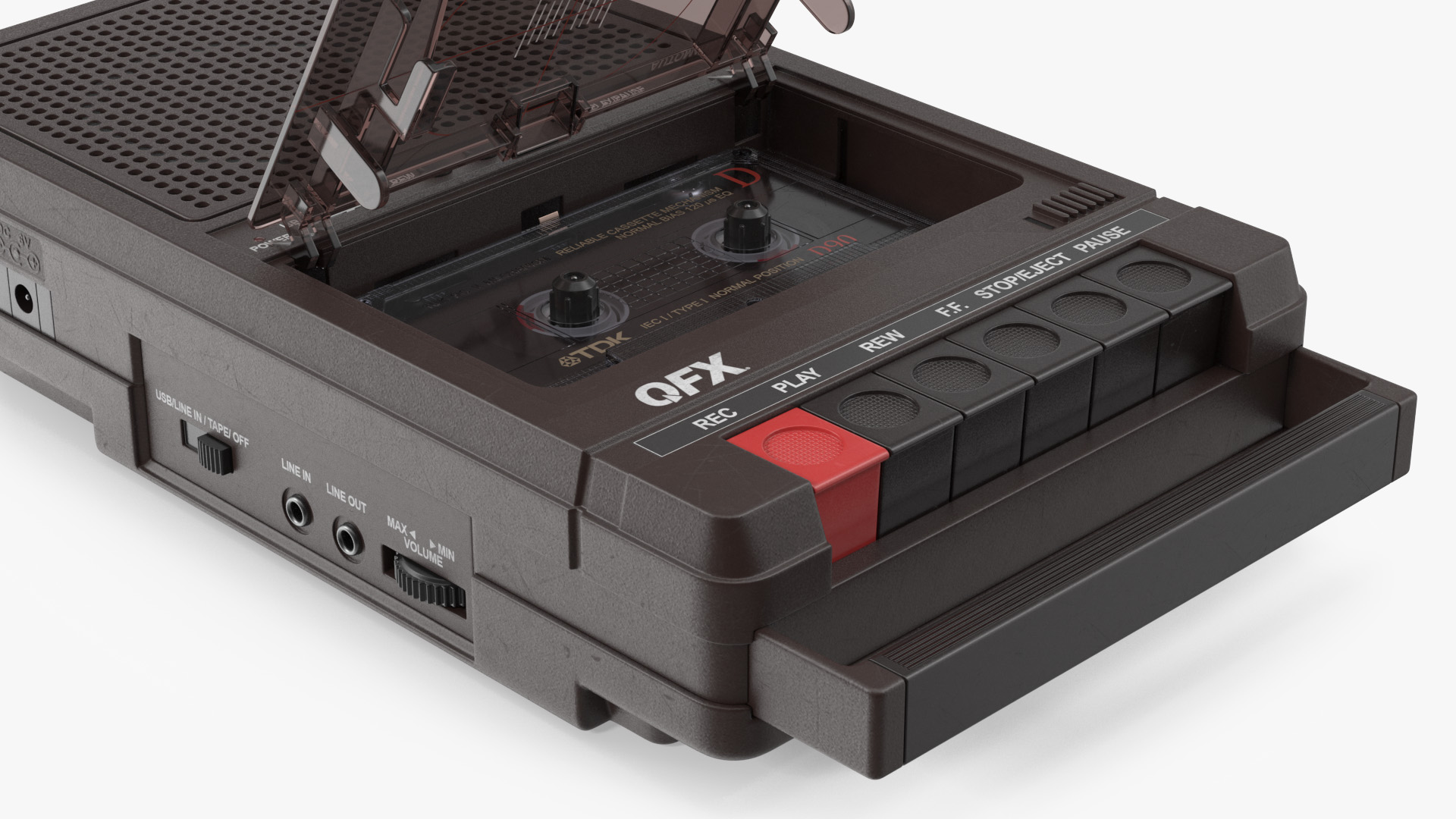 QFX RETRO 39 Shoebox Brown with TDK Cassette Tape 3D model