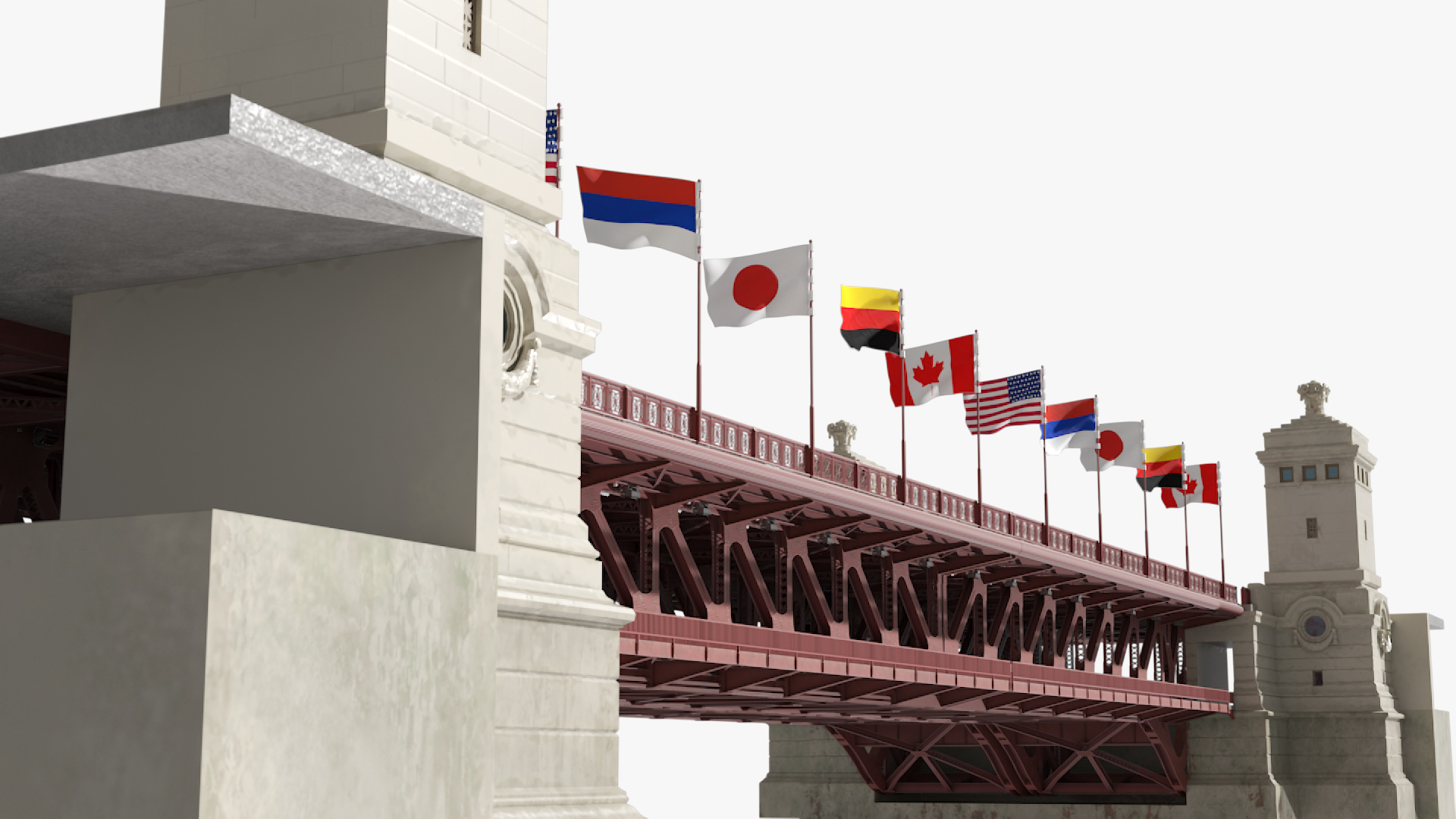 3D Drawbridge with Cars and People