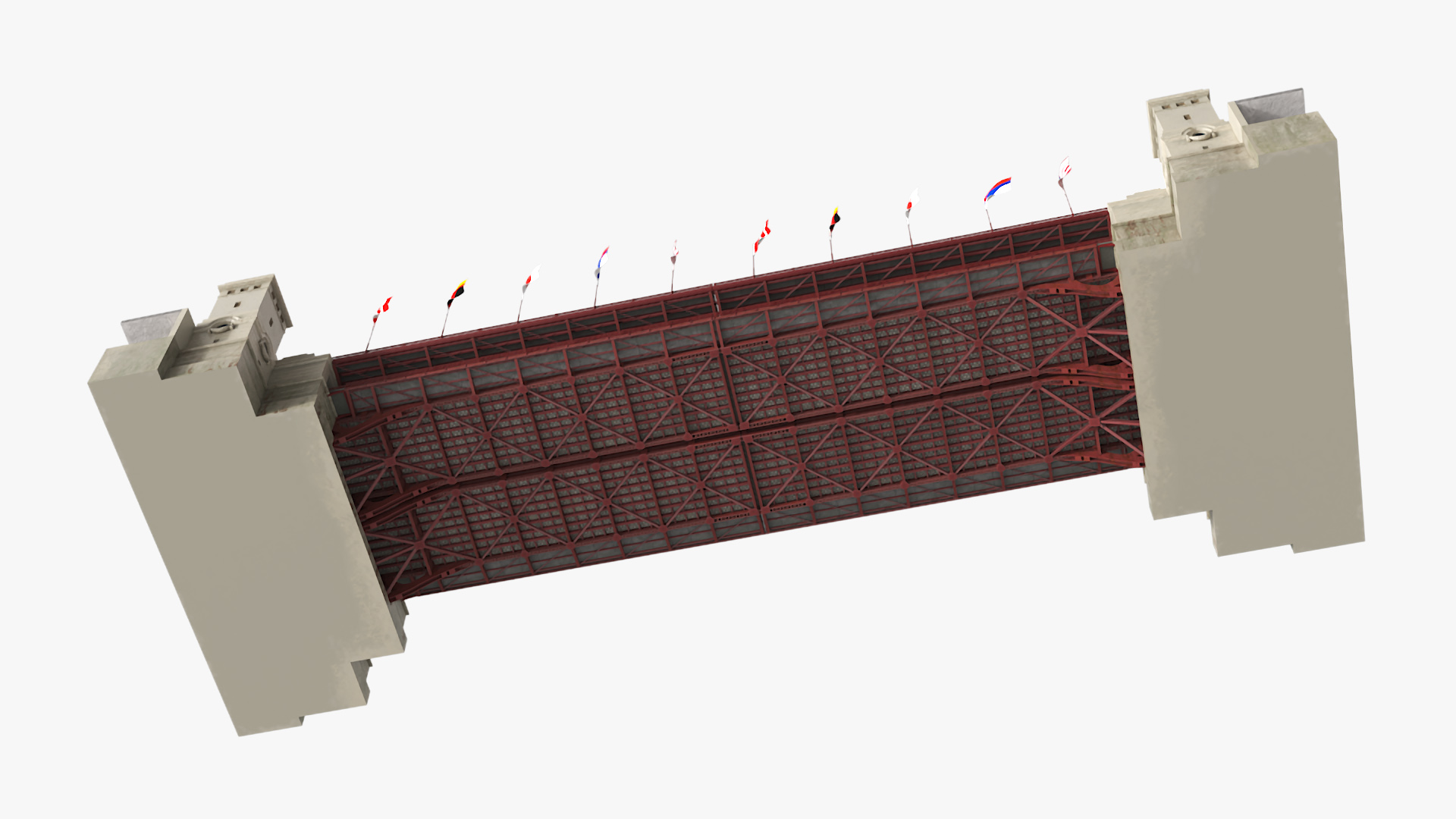 3D Drawbridge with Cars and People