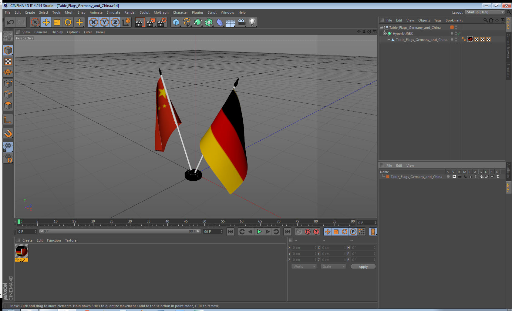Table Flags Germany and China 3D model