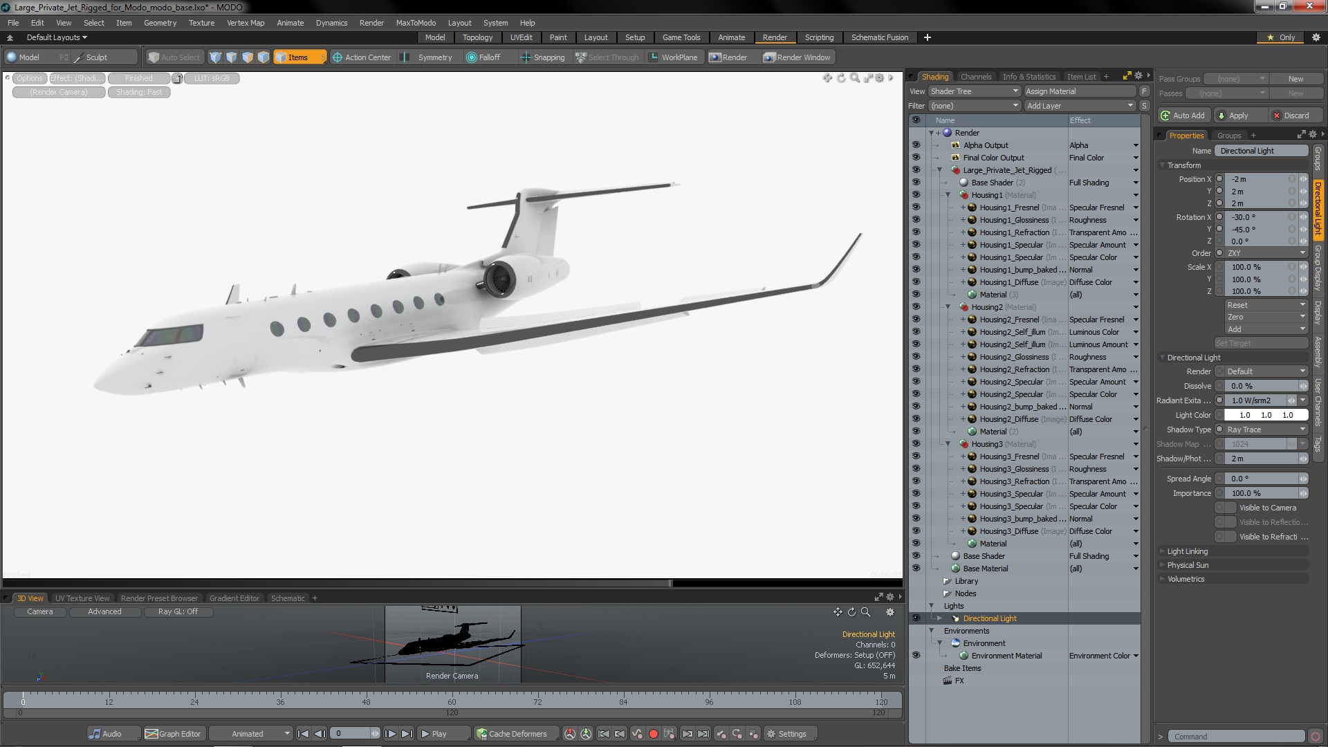 3D Large Private Jet Rigged for Modo model
