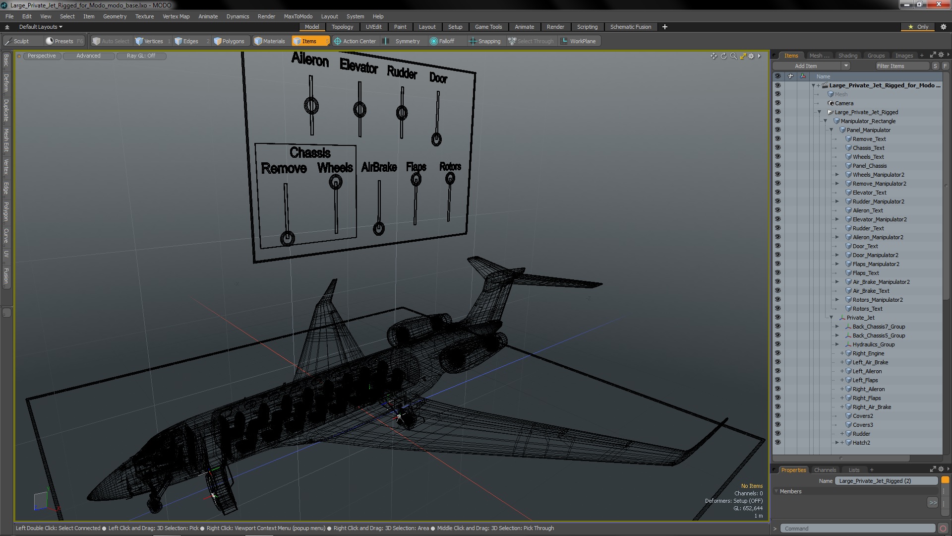 3D Large Private Jet Rigged for Modo model