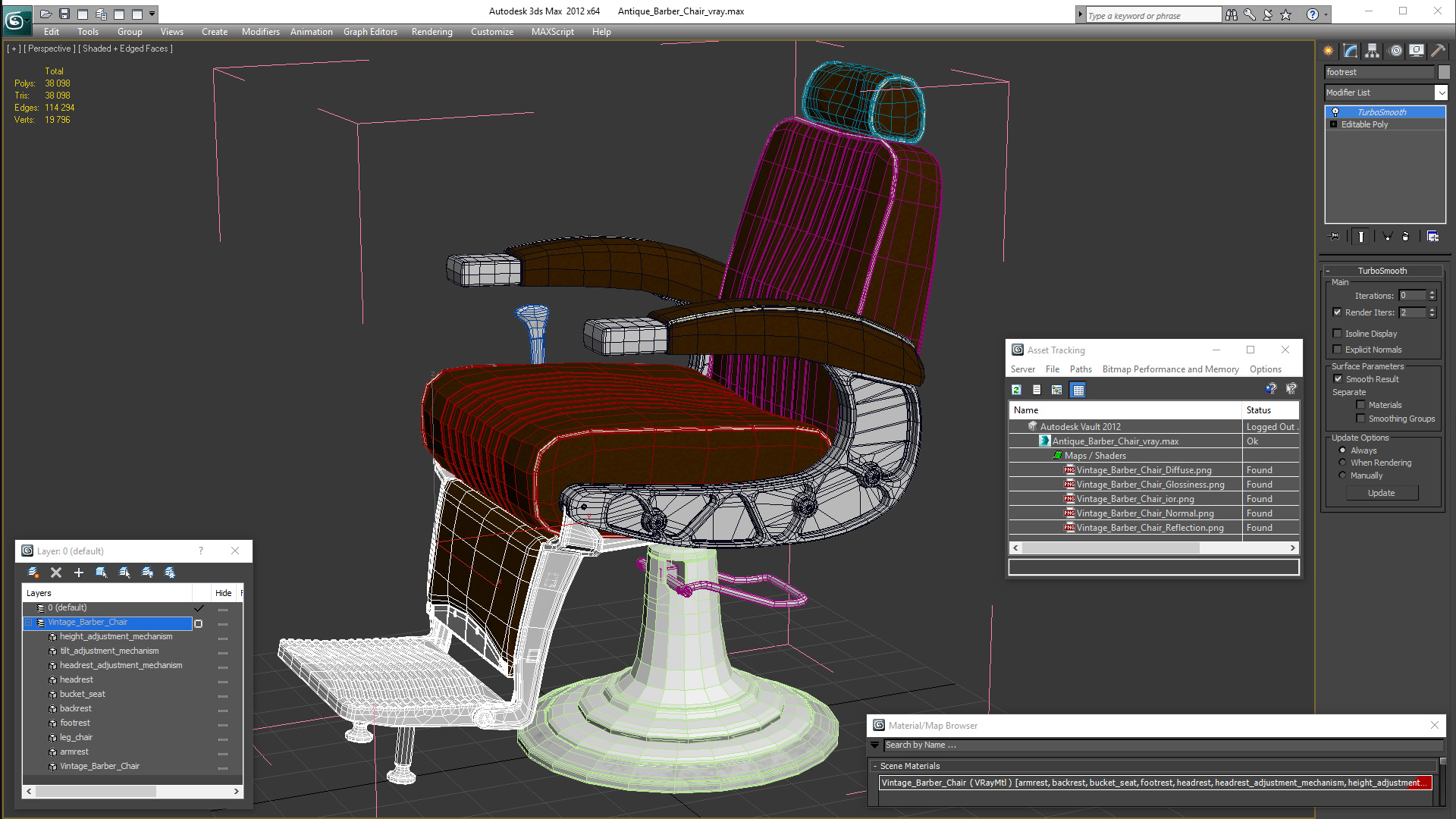 3D model Antique Barber Chair