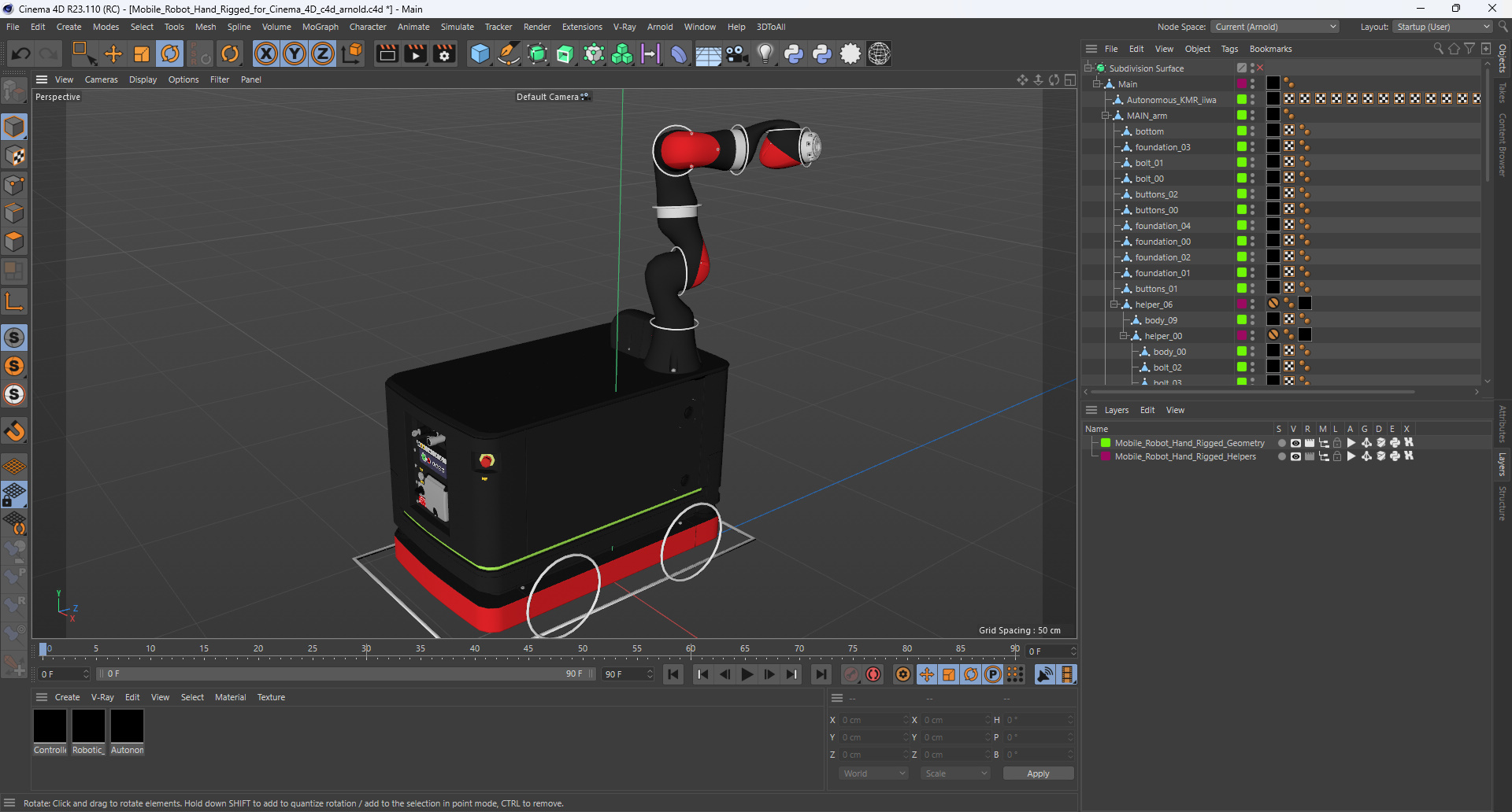 3D Mobile Robot Hand Rigged for Cinema 4D model
