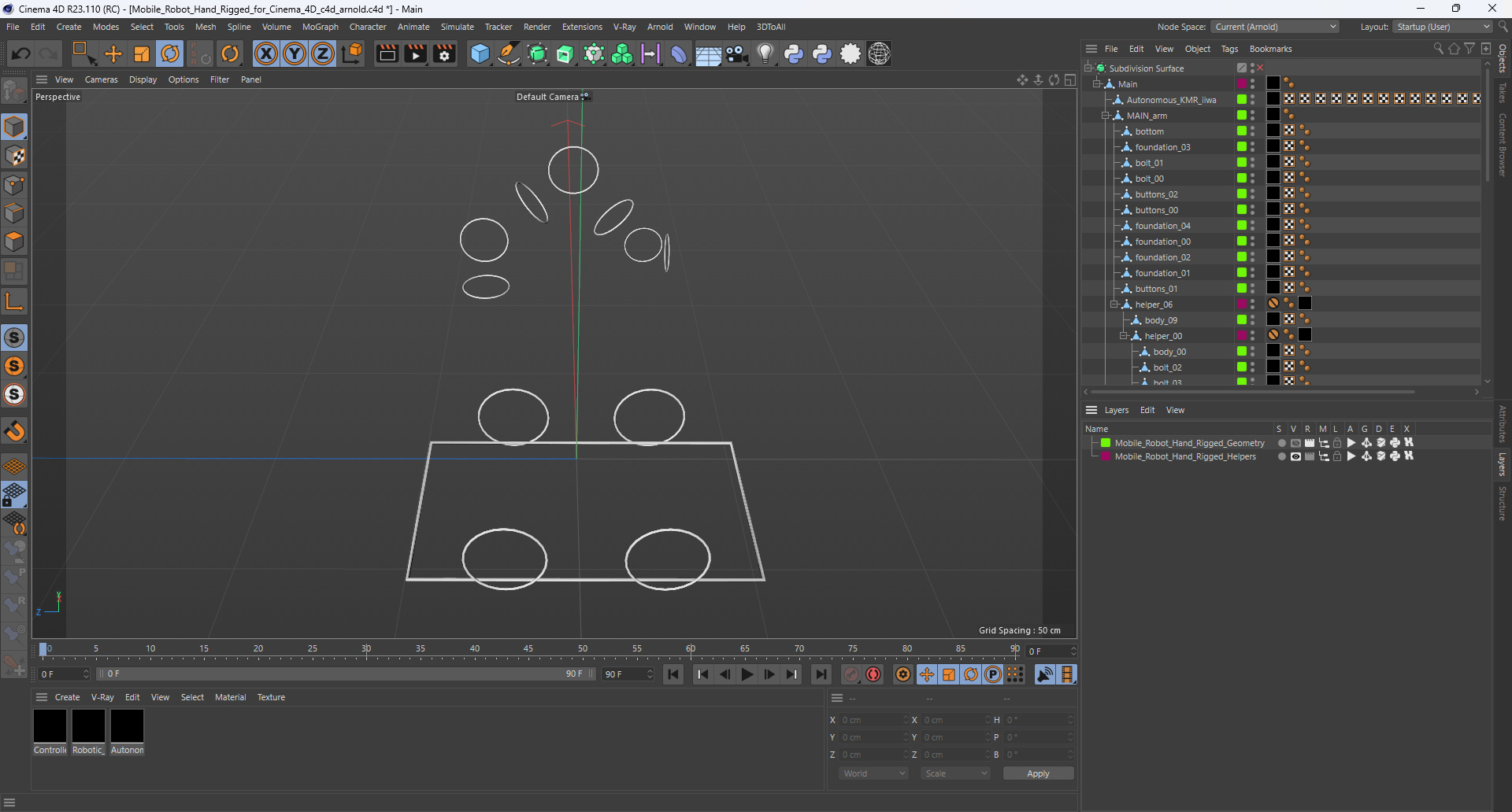 3D Mobile Robot Hand Rigged for Cinema 4D model