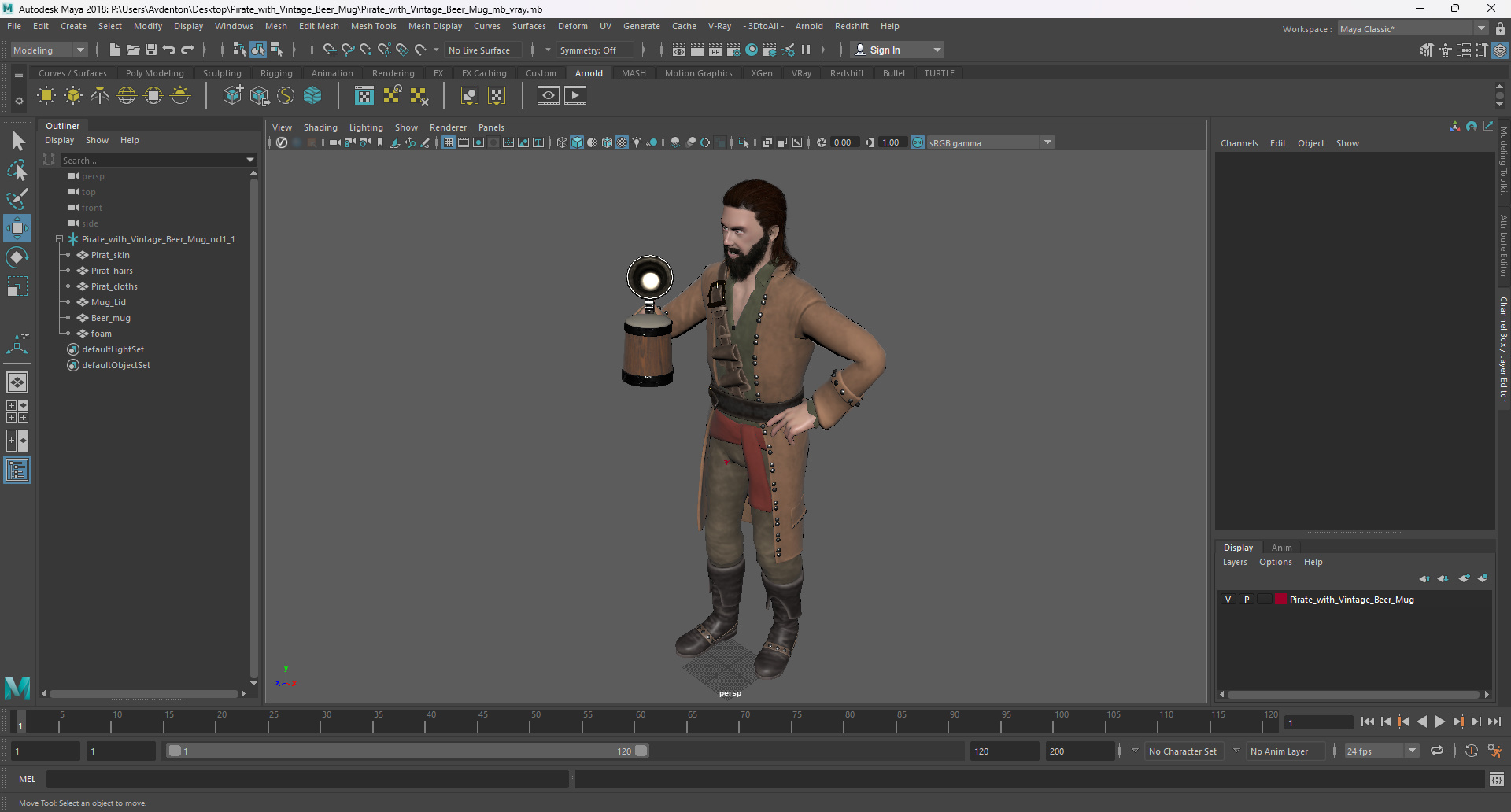 3D Pirate with Vintage Beer Mug model