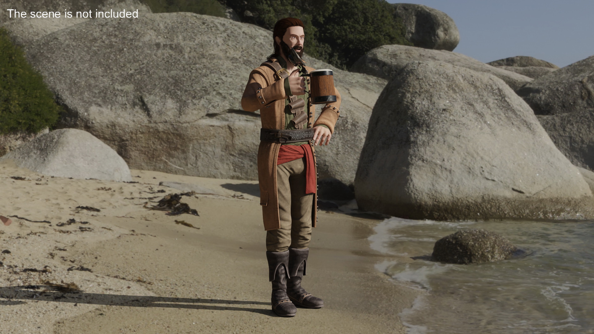 3D Pirate with Vintage Beer Mug model